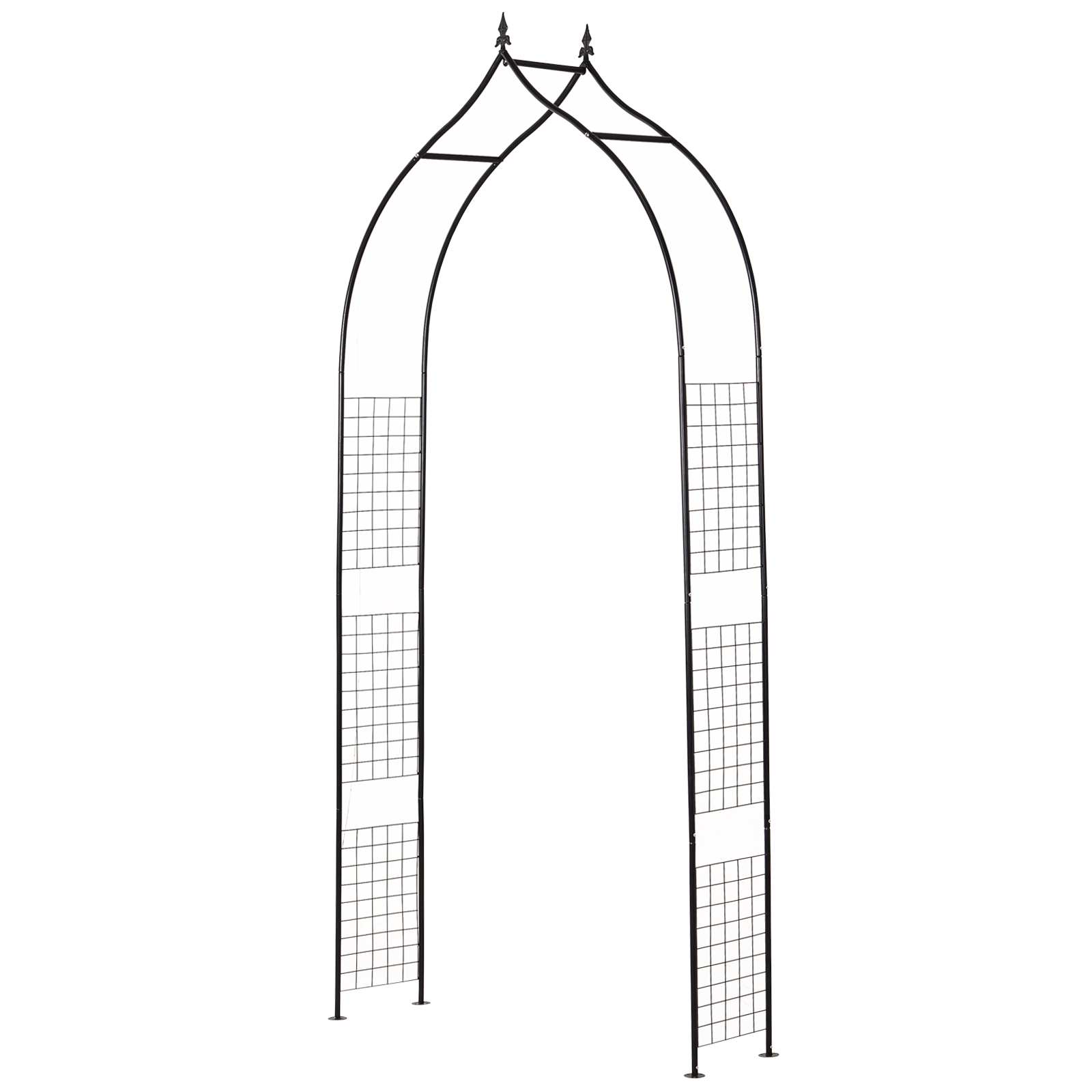 Outsunny 8FT Metal Garden Arch, Decorative Arbor Trellis for Climbing ...