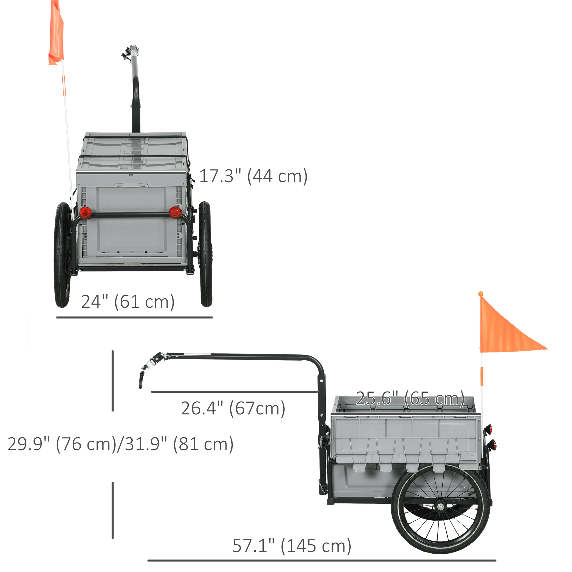 Aosom Steel Trailer for Bike, Bicycle Cargo Trailer with Foldable