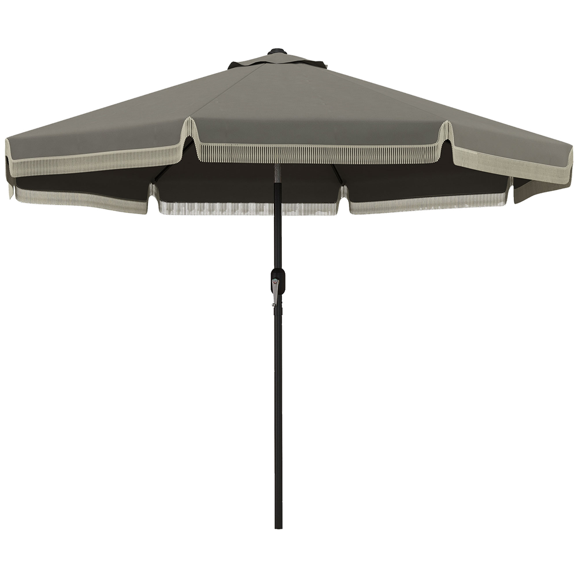 Outsunny Patio Umbrella 9ft, Outdoor, Tilt Crank, Ruffled Design, 8 Ribs, Dark Gray, for Garden Deck Pool | Aosom.com