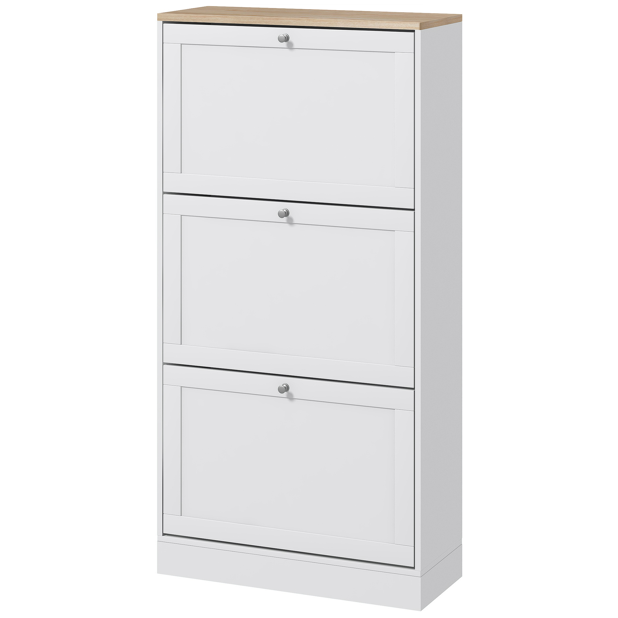 Footwear Organizer Unit Organizer for 12-18 Pairs of Shoes, Modern Footwear Organizer with 3 Flip Drawers and Adjustable-Height Shelves, White 1