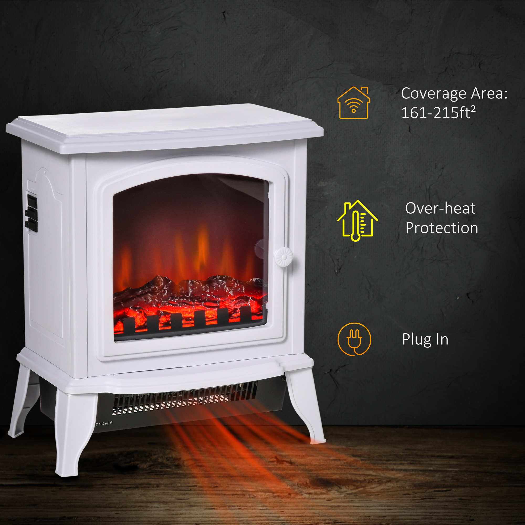 HOMCOM Electric Fireplace Heater, Freestanding Fireplace Stove