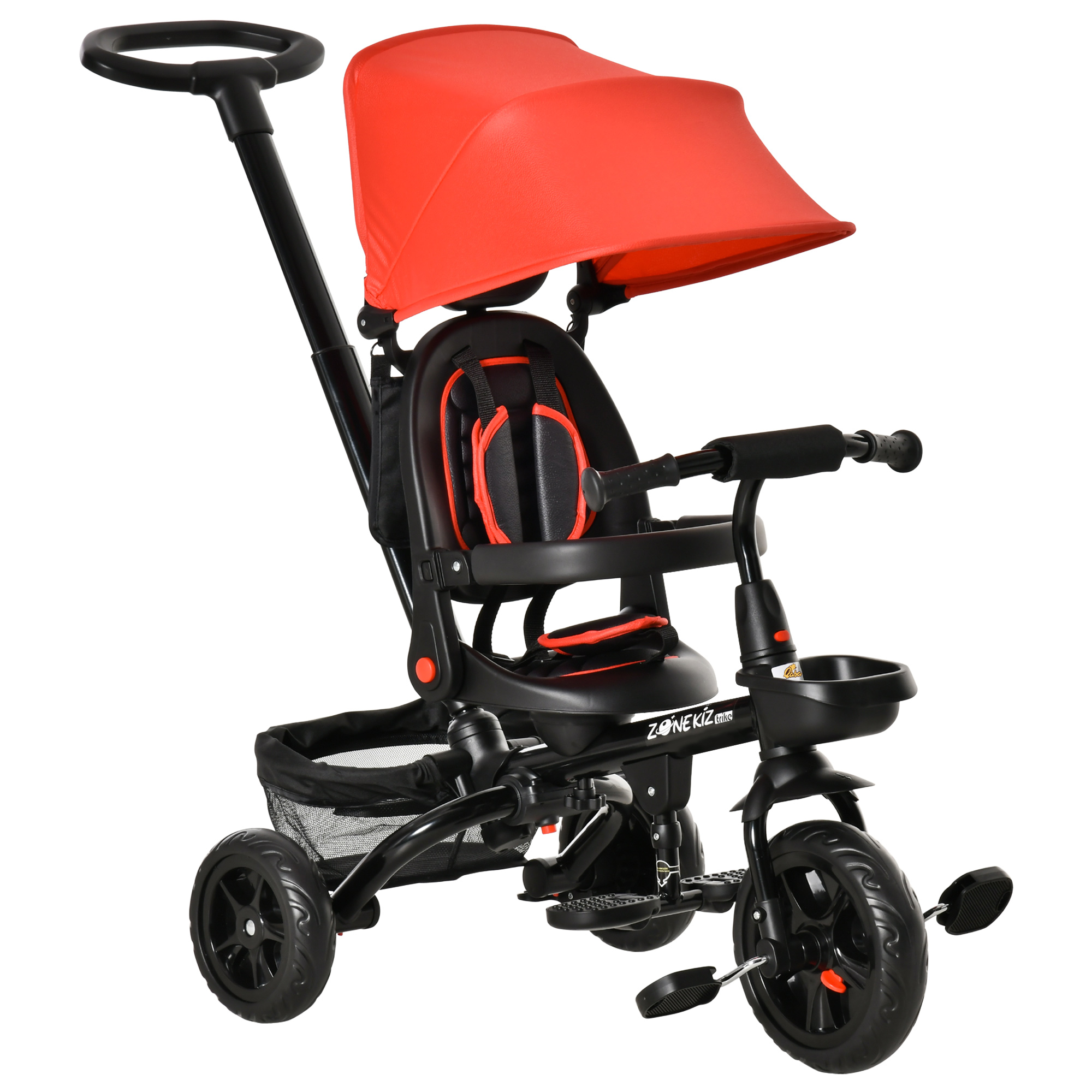 ri1/3 Qaba Kids Tricycle 4 In 1 Trike With Reversible Angle
