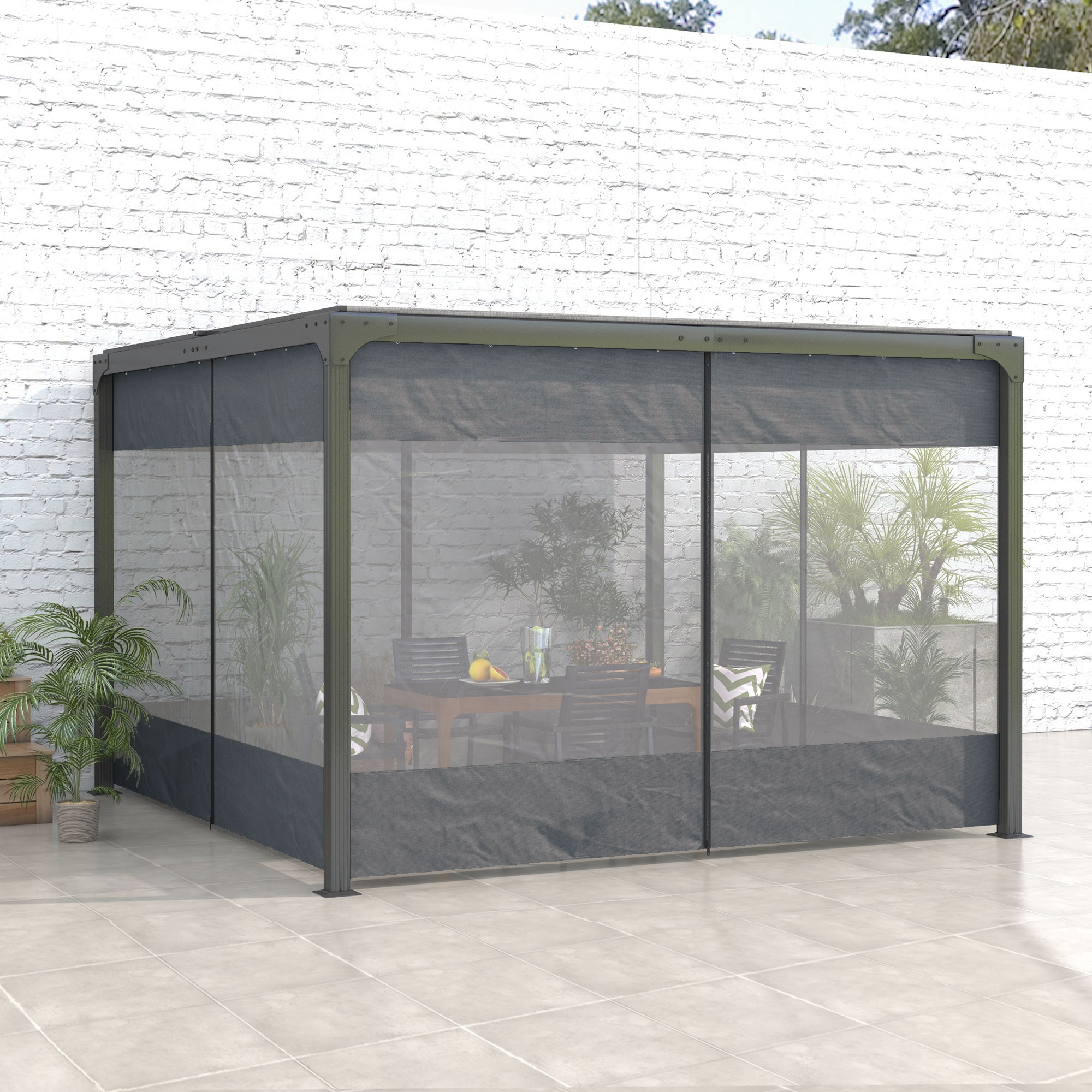 Outsunny Pergola Gazebo Curtains for 10' x 10' Pergola, 4 Pack Side ...