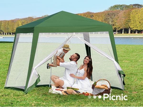 Outsunny 10x10ft Gazebo Tent with Netting Patio Canopy
