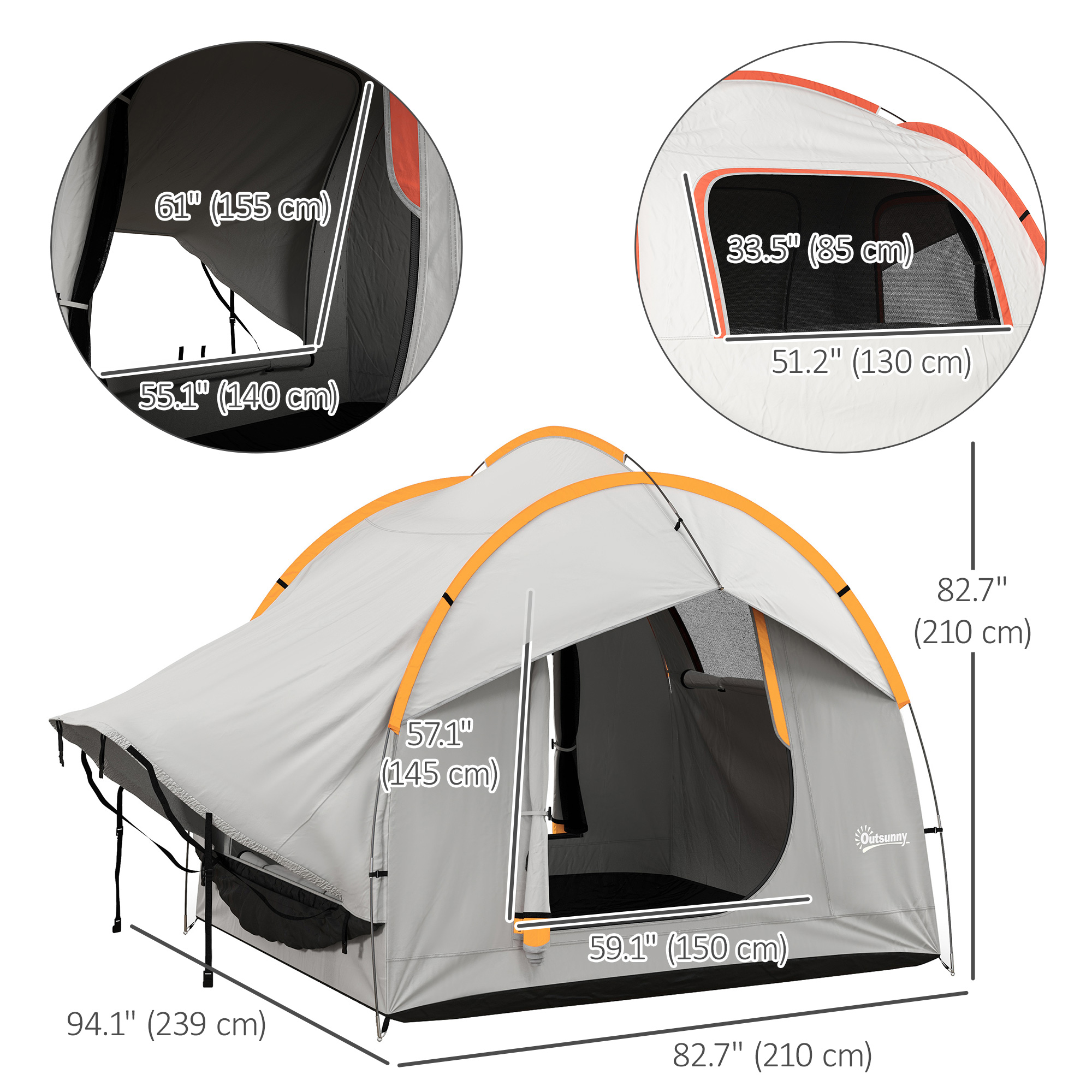 Outsunny 2000mm Waterproof SUV Tent, Car Tent with 3 Doors