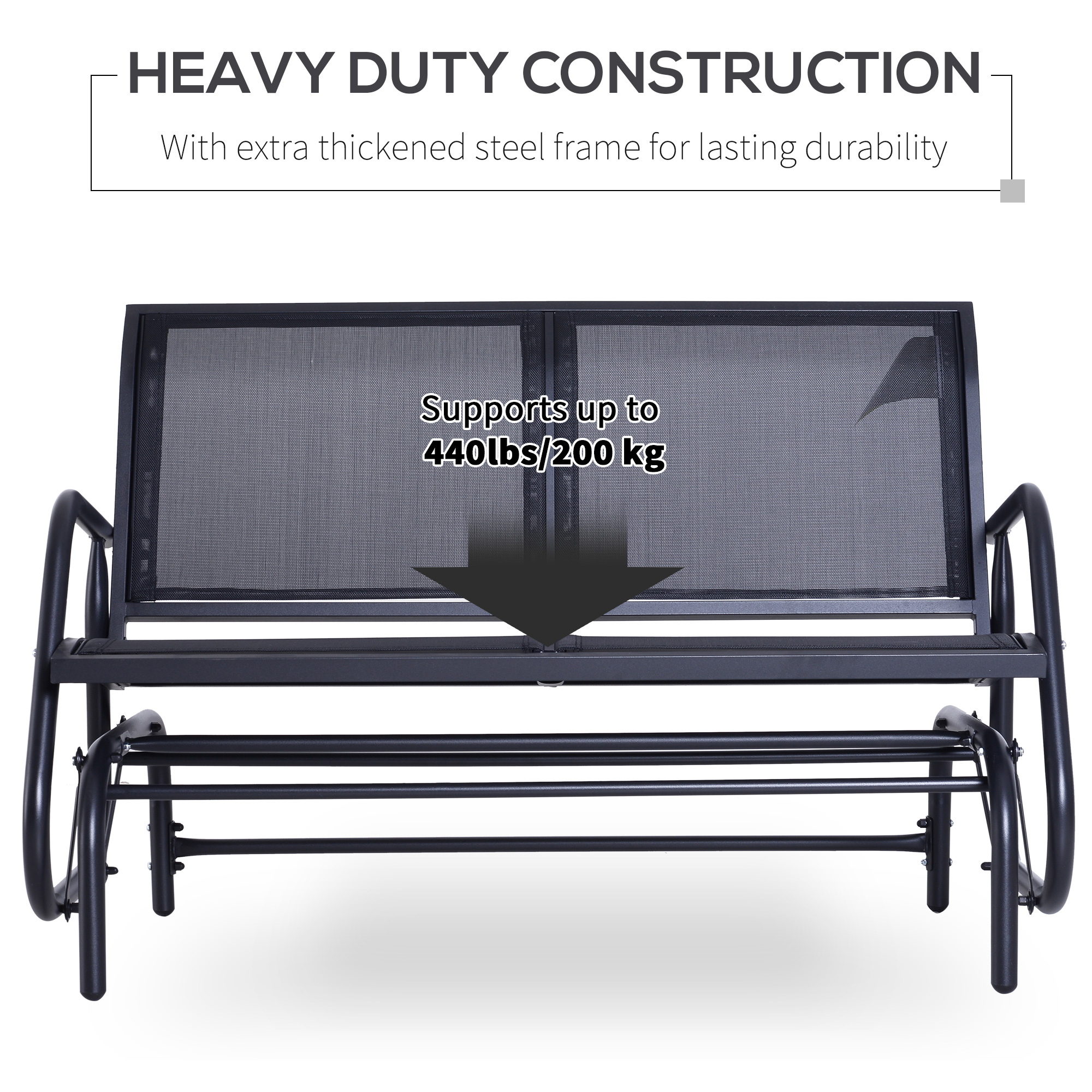 Outsunny 48 Freestanding Patio Glider Bench Dark Gray