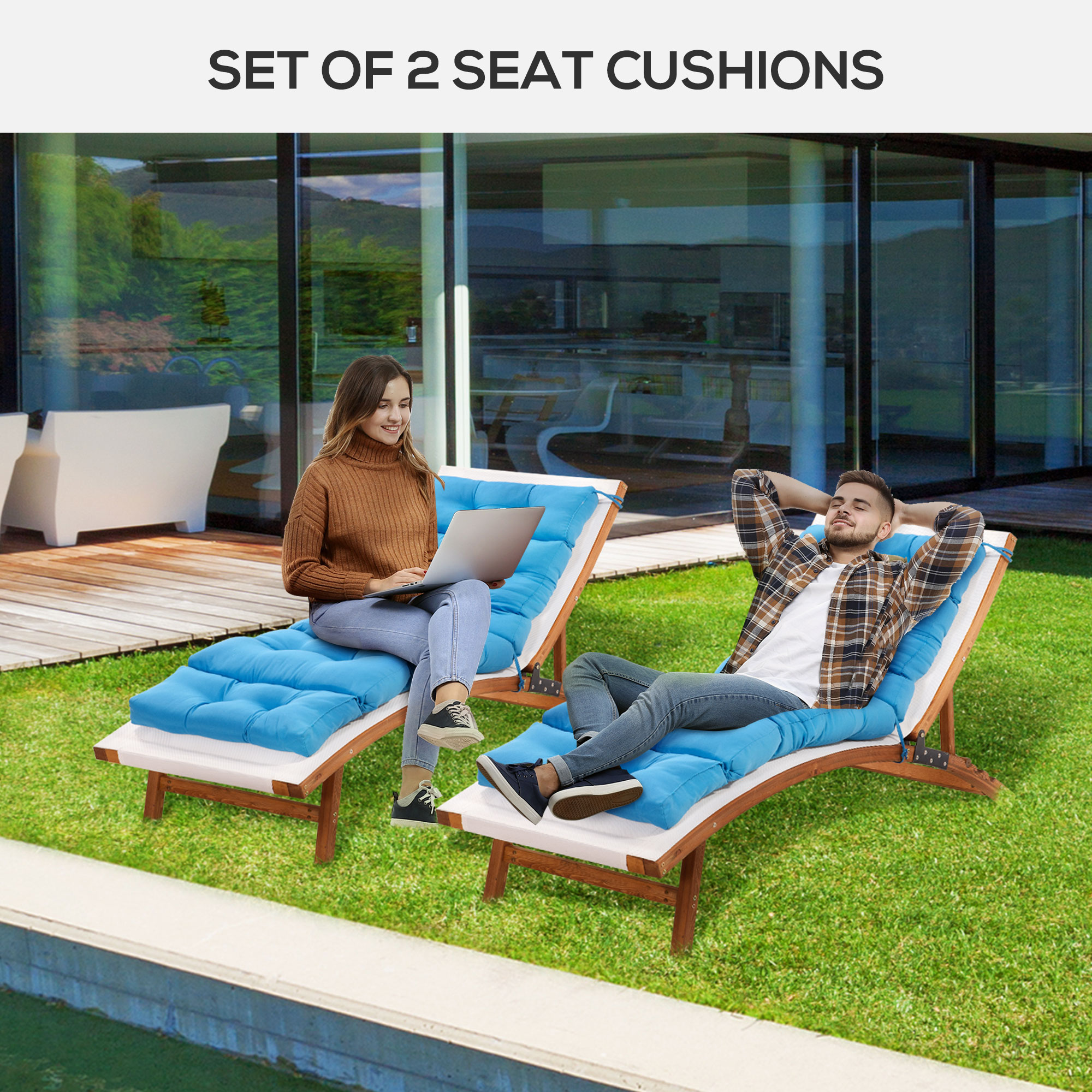 Sun Lounger Outdoor Chaise Lounge Cushions Set Of Outsunny