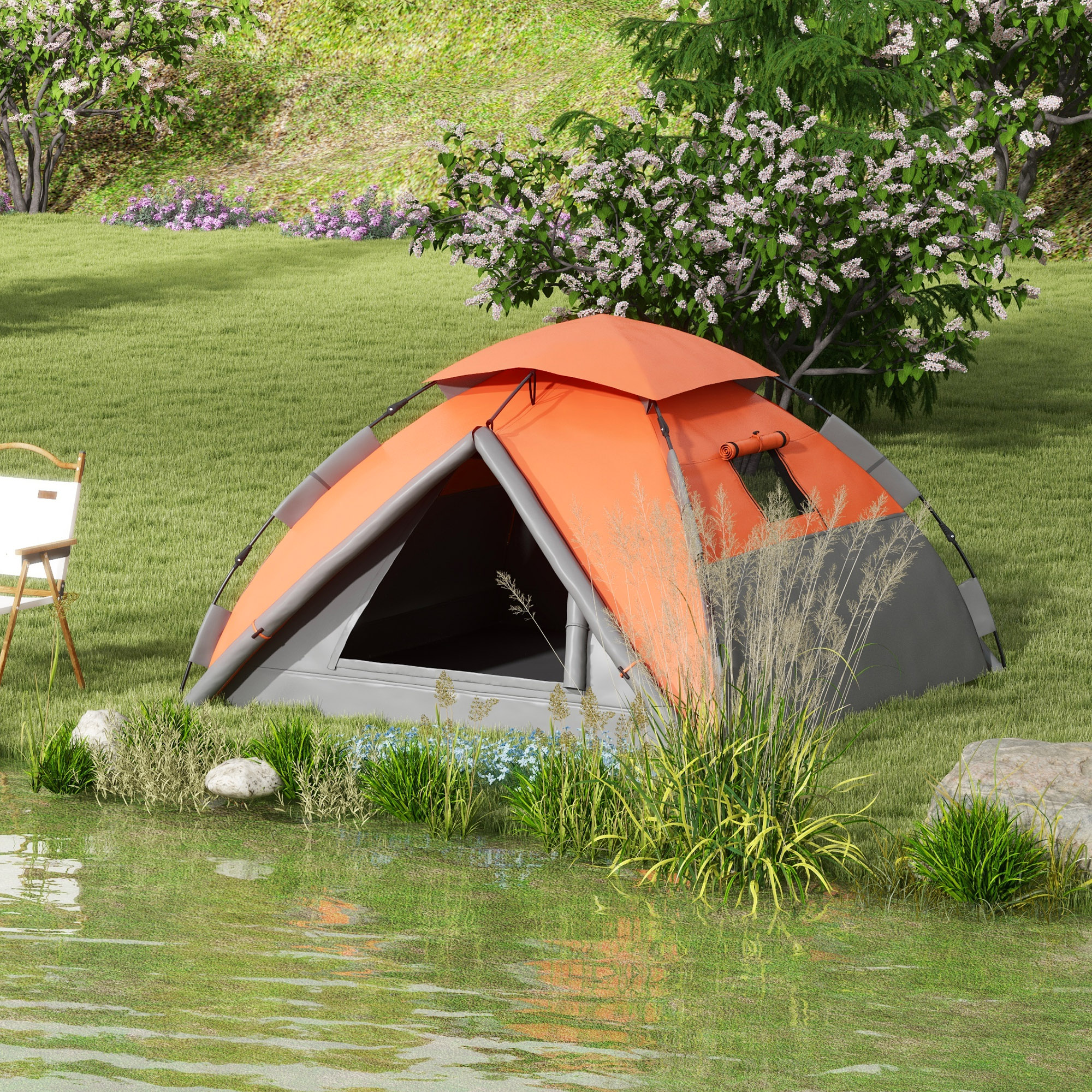 Outsunny Pop Up Camping Tent 3 4 Man Family Tent 3000mm Waterproof Outsunny Pop Up Camping Tent 3 4 Man Family Tent 3000mm Waterproof