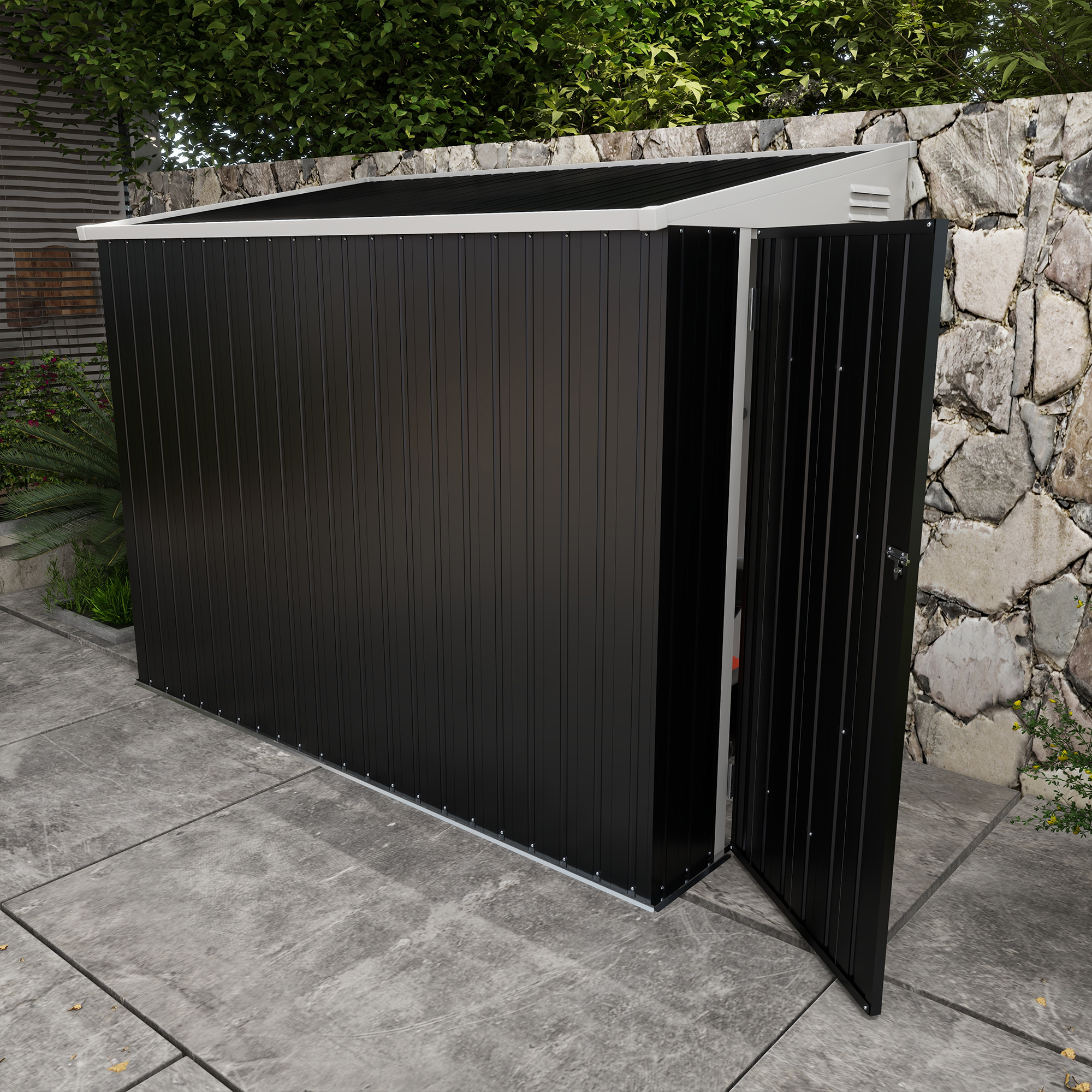 Outsunny 4' x 8' Lean to Garden Storage Shed Outdoor Metal