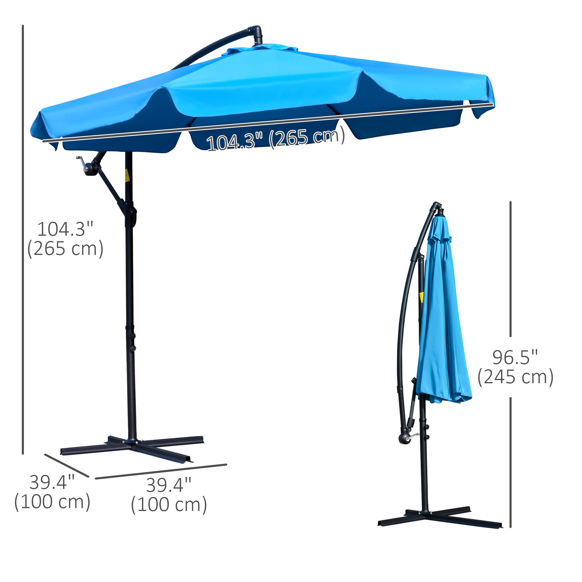 Sun Sun② Outsunny 9FT Offset Hanging Patio Umbrella Cantilever