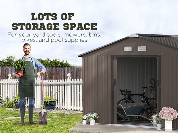 Outsunny Garden Metal Shed, Storage Shed Utility Storage with