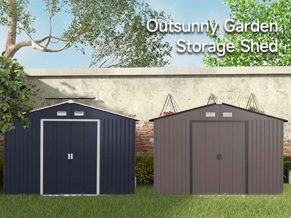Outsunny 11' x 9' Outdoor Storage Shed, Garden Tool House with