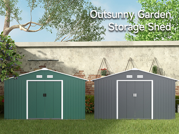Outsunny 11' x 12.5' x 6.5' Metal Outdoor Utility Storage Tool