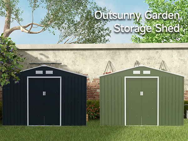 Outsunny 9' x 6.5' x 6.5' Outdoor Backyard Garden Tool Shed with