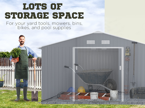 Outsunny 11' x 12.5' x 6.5' Metal Outdoor Utility Storage Tool