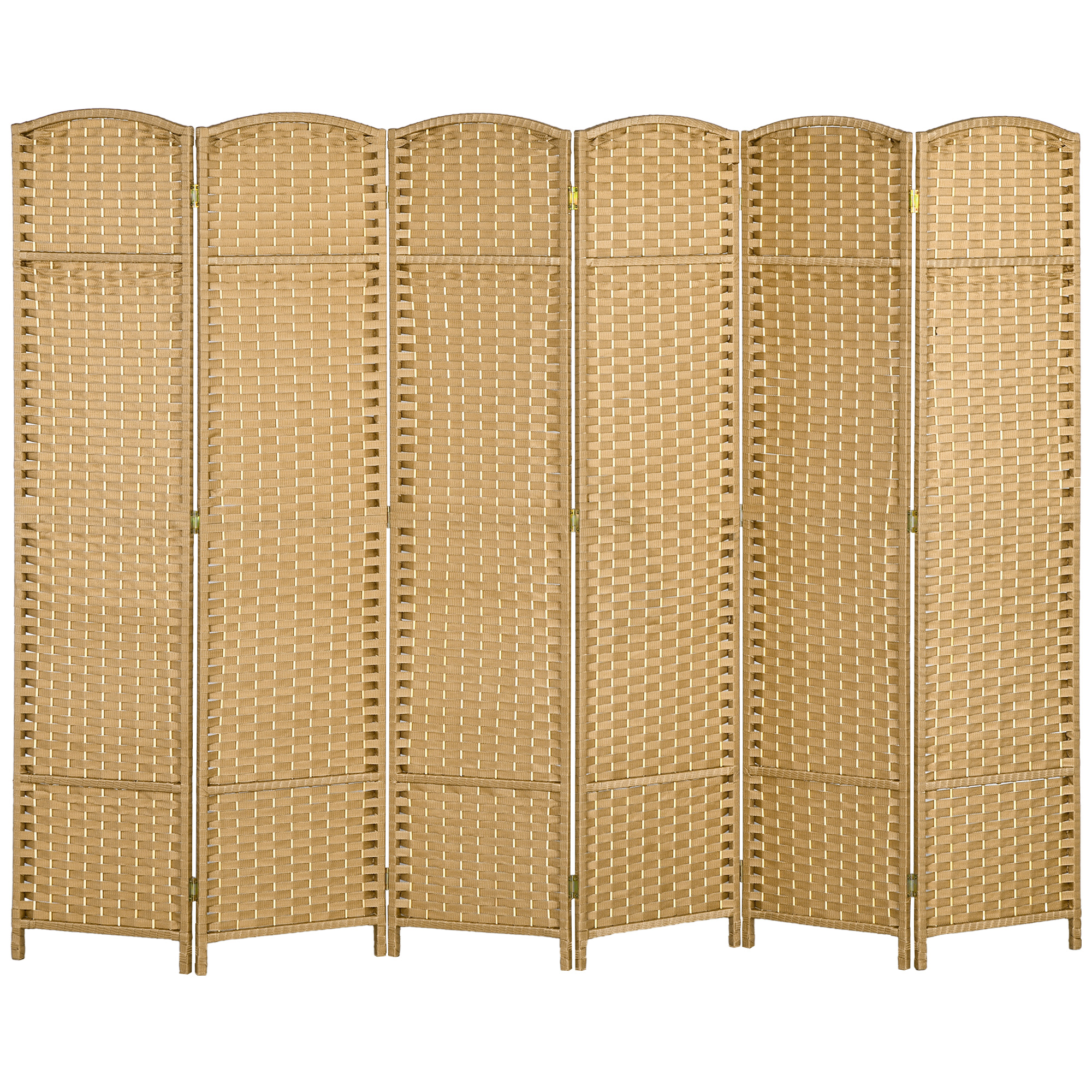 HOMCOM 6 Panel Room Divider, 5.6 Ft Tall Freestanding Privacy Screen, Natural Wood Flexible Space Partition | Aosom.com