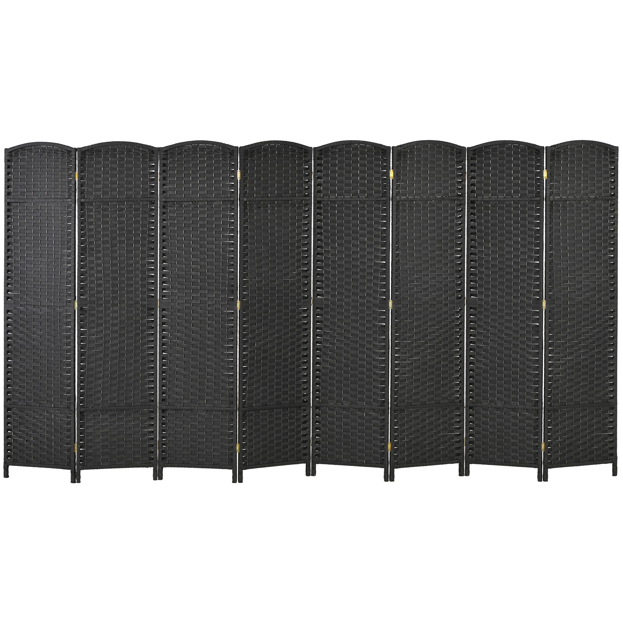 HOMCOM Folding Room Divider Screen 8 Panel 5.6 Ft Tall Privacy Screen Freestanding Room Partition for Home Office Black