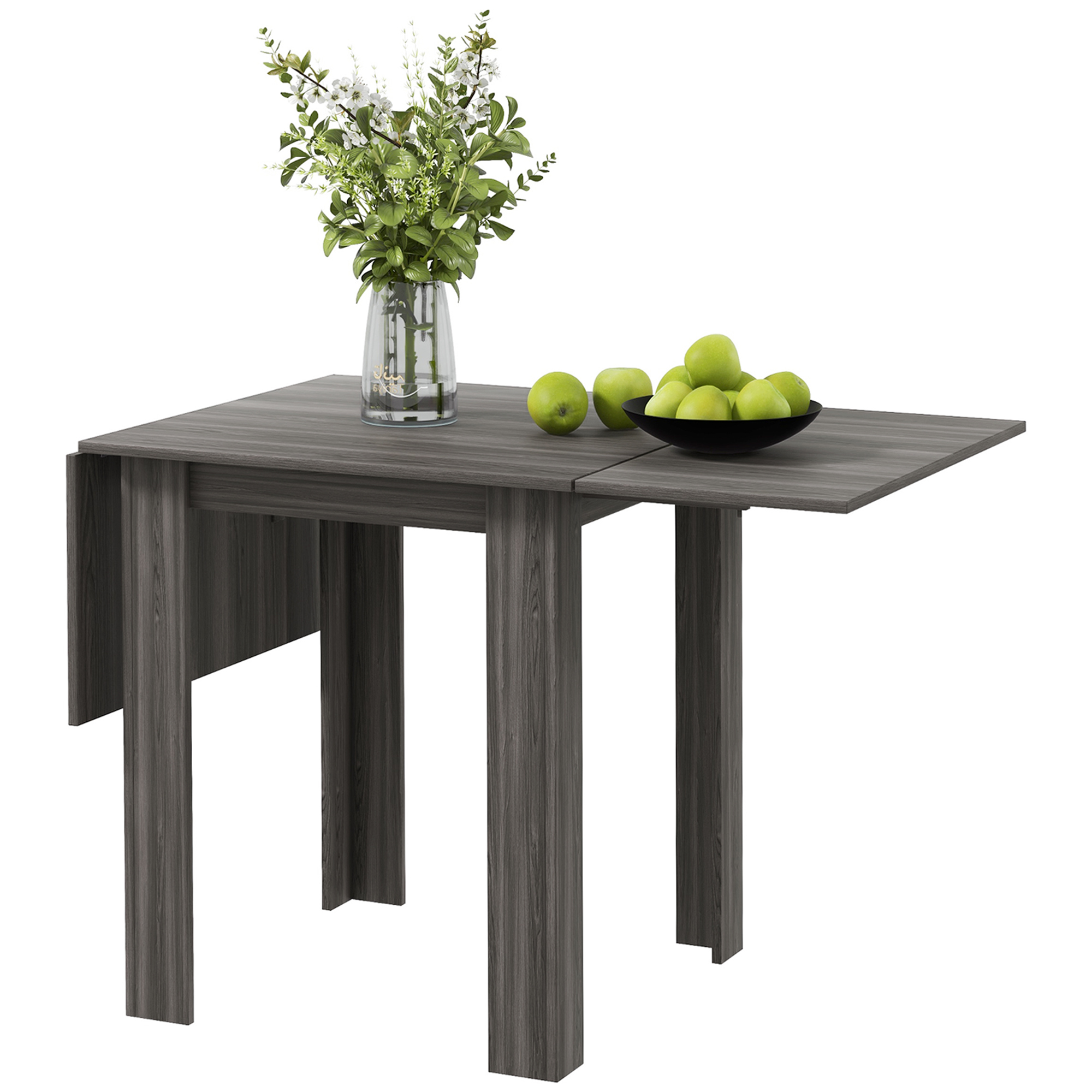 HOMCOM Folding Dining Table, Extendable Kitchen Table for Small Space ...