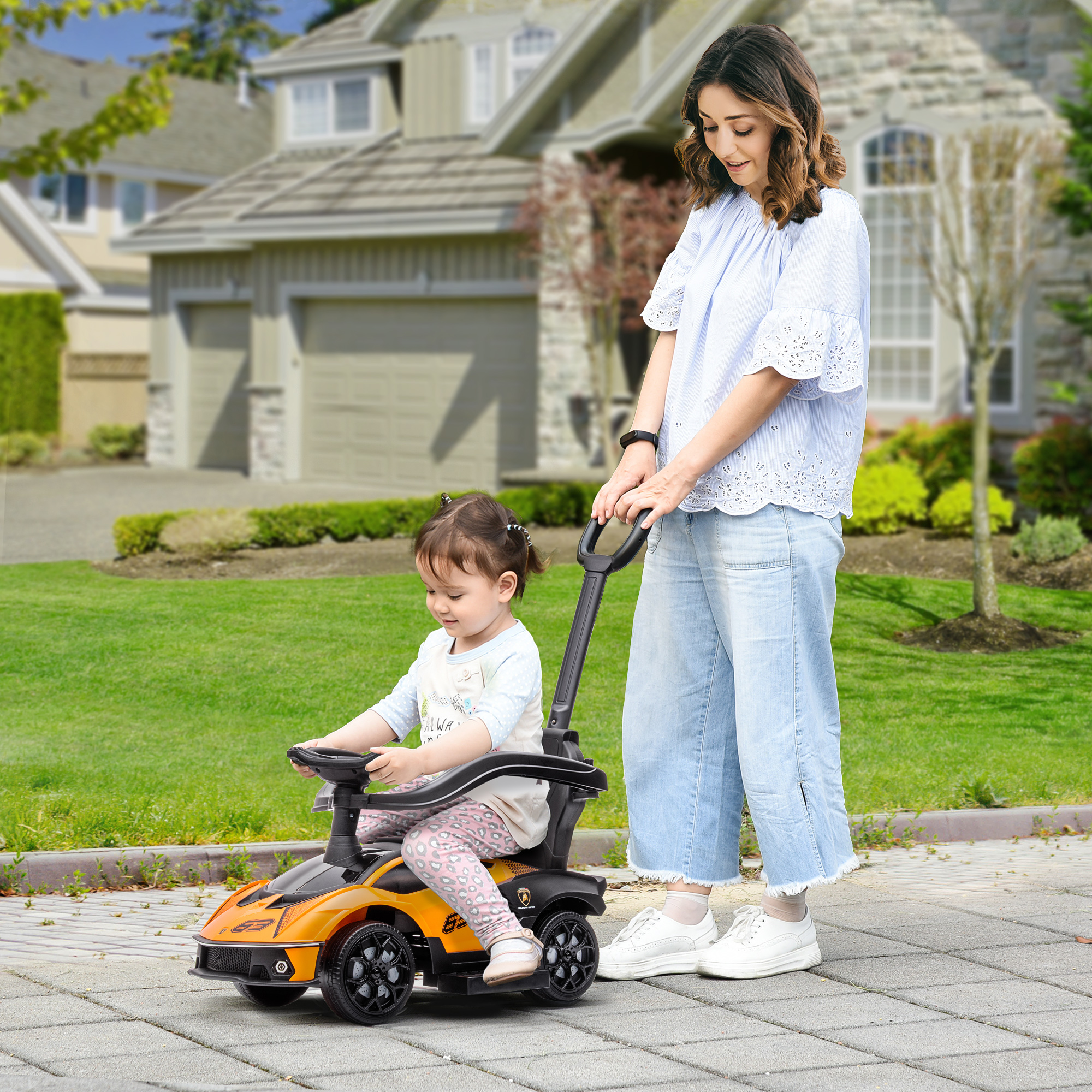 Aosom 2-IN-1 Ride On Push Car, Essenza SCV12 Licensed Toddler