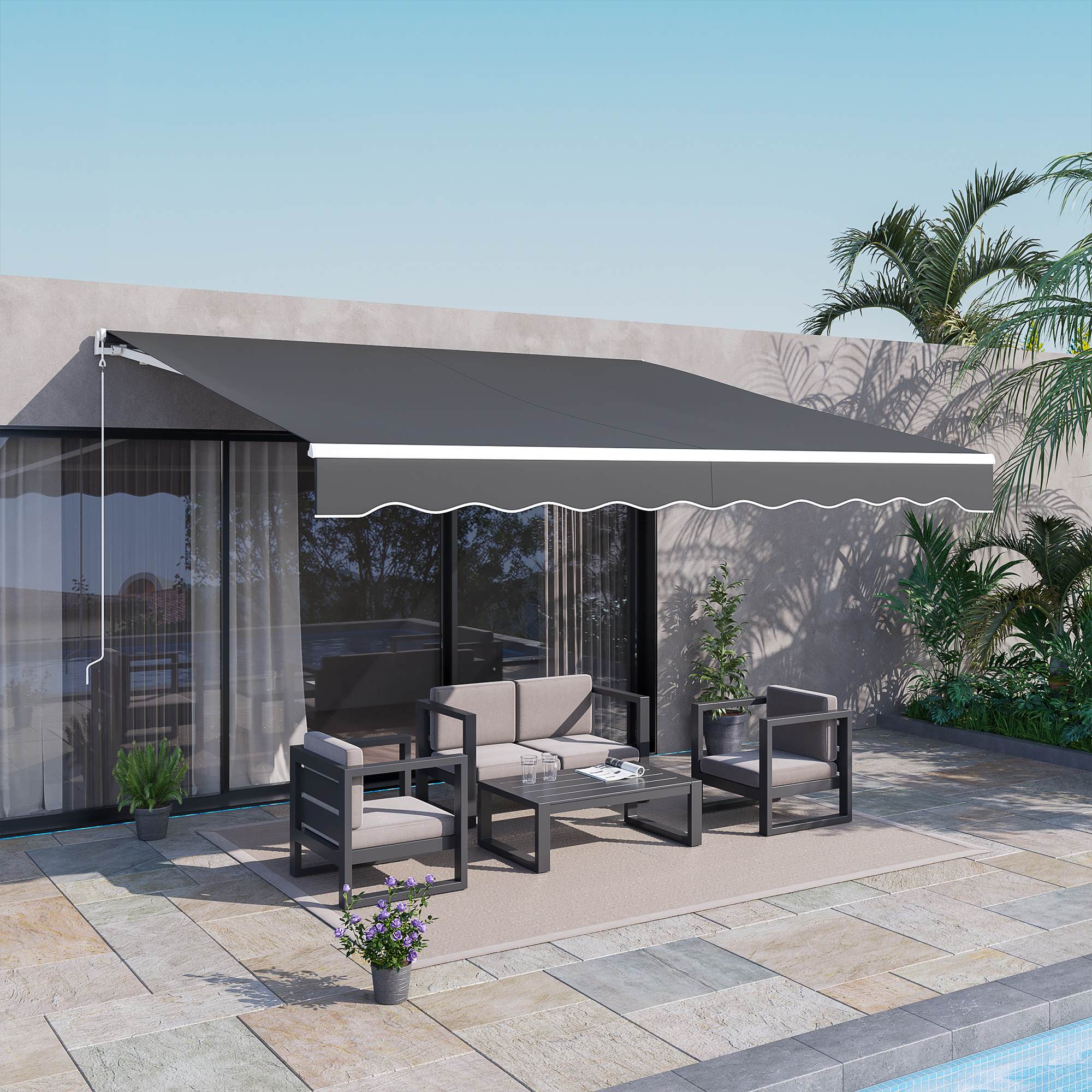 Outsunny 12' x 10' Electric Retractable Awning Sunshade