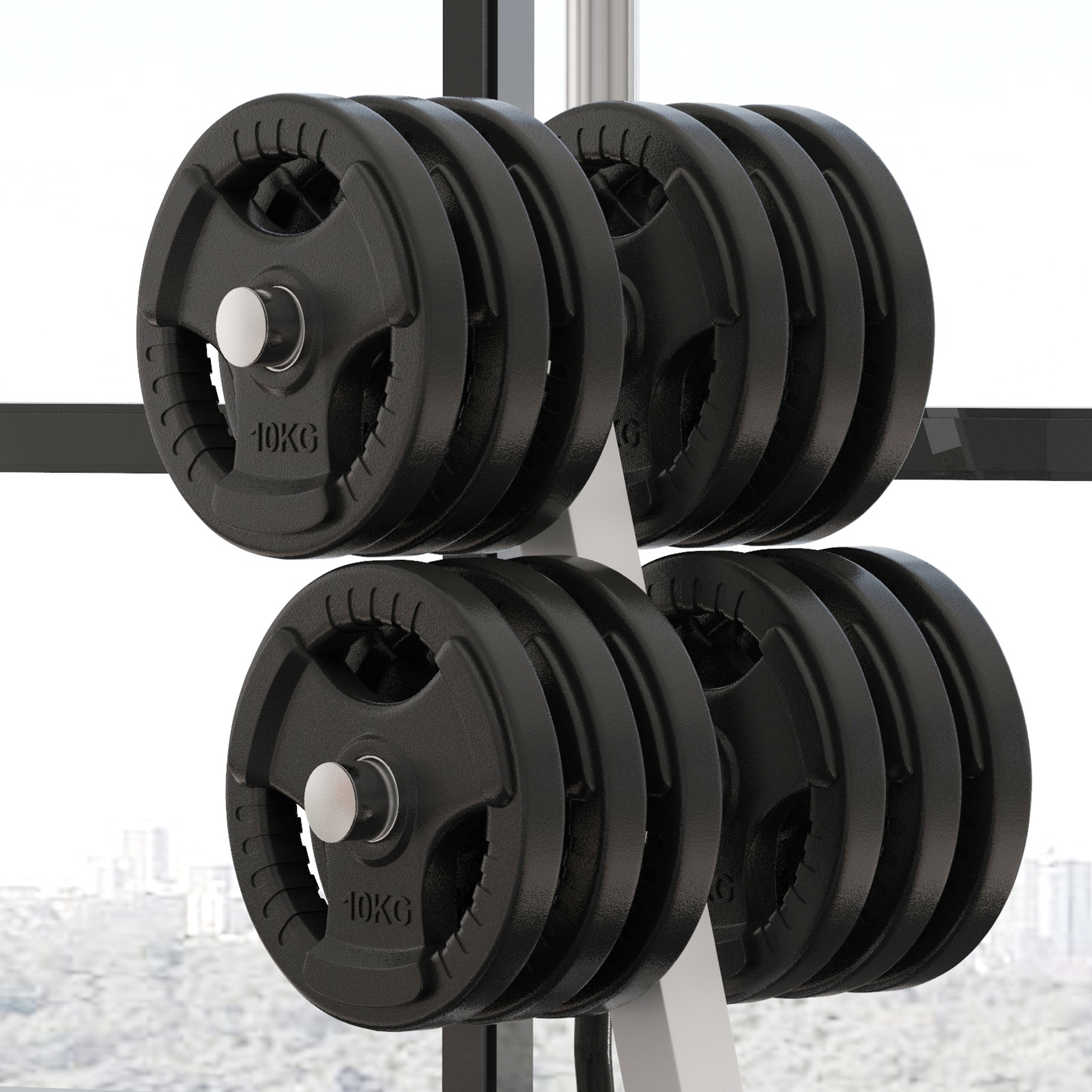 Soozier 2-Inch Weight Plate Rack with Barbell Bar Holders, Olympic Weight Tree, 660 lbs. Capacity, White 7