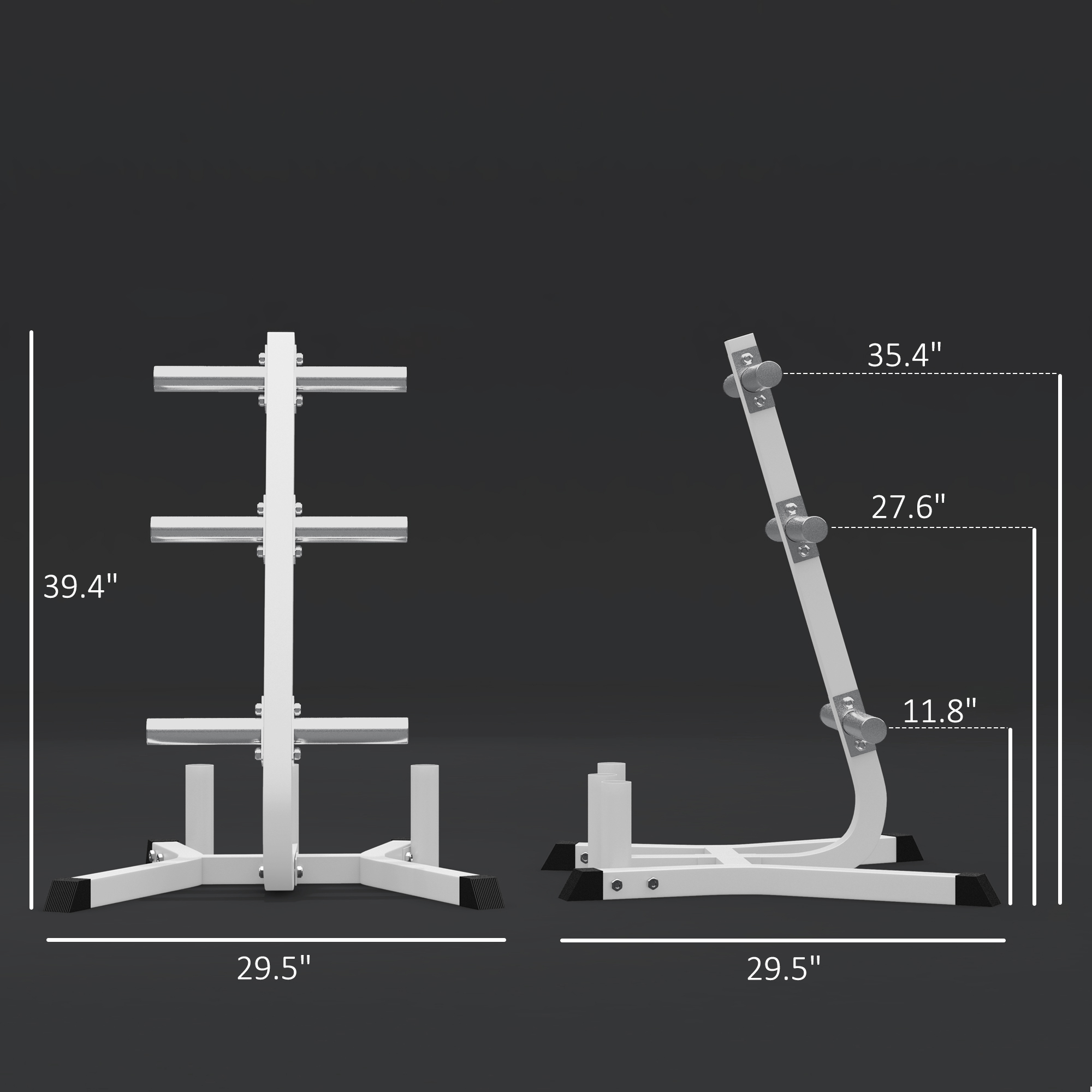 Soozier 2-Inch Weight Plate Rack with Barbell Bar Holders, Olympic Weight Tree, 660 lbs. Capacity, White 1