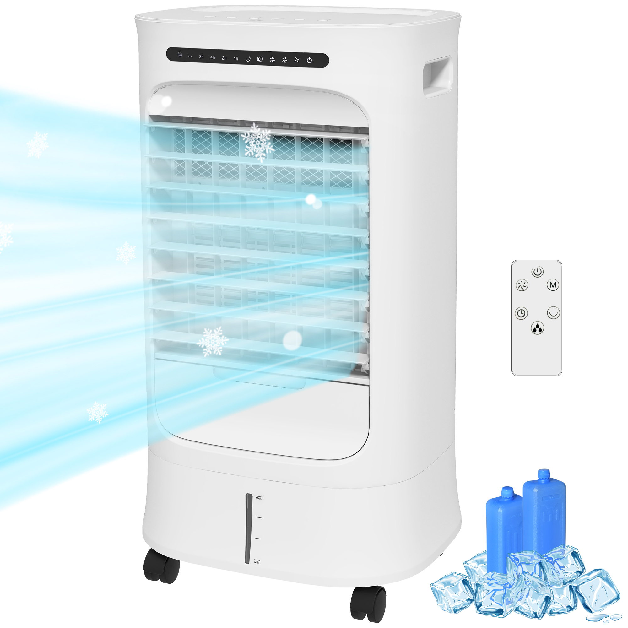 HOMCOM Mobile Air Cooler with Ice Packs, Ice Cooling Fan Water ...