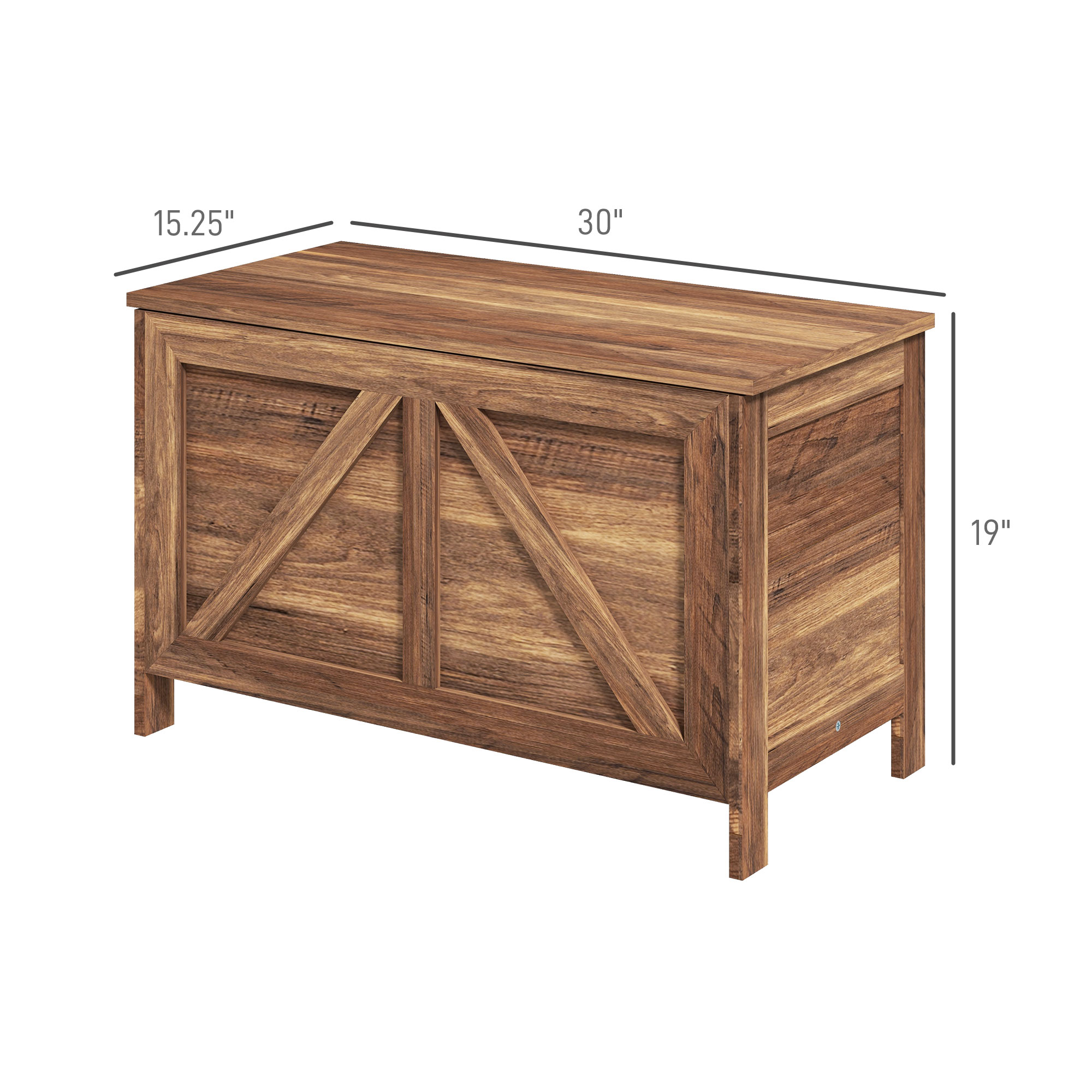 HOMCOM Storage Chest, Farmhouse Lift Top Box Organizer with Safety Hinge, for Bedroom, Entryway, Living Room, Brown Oak 1