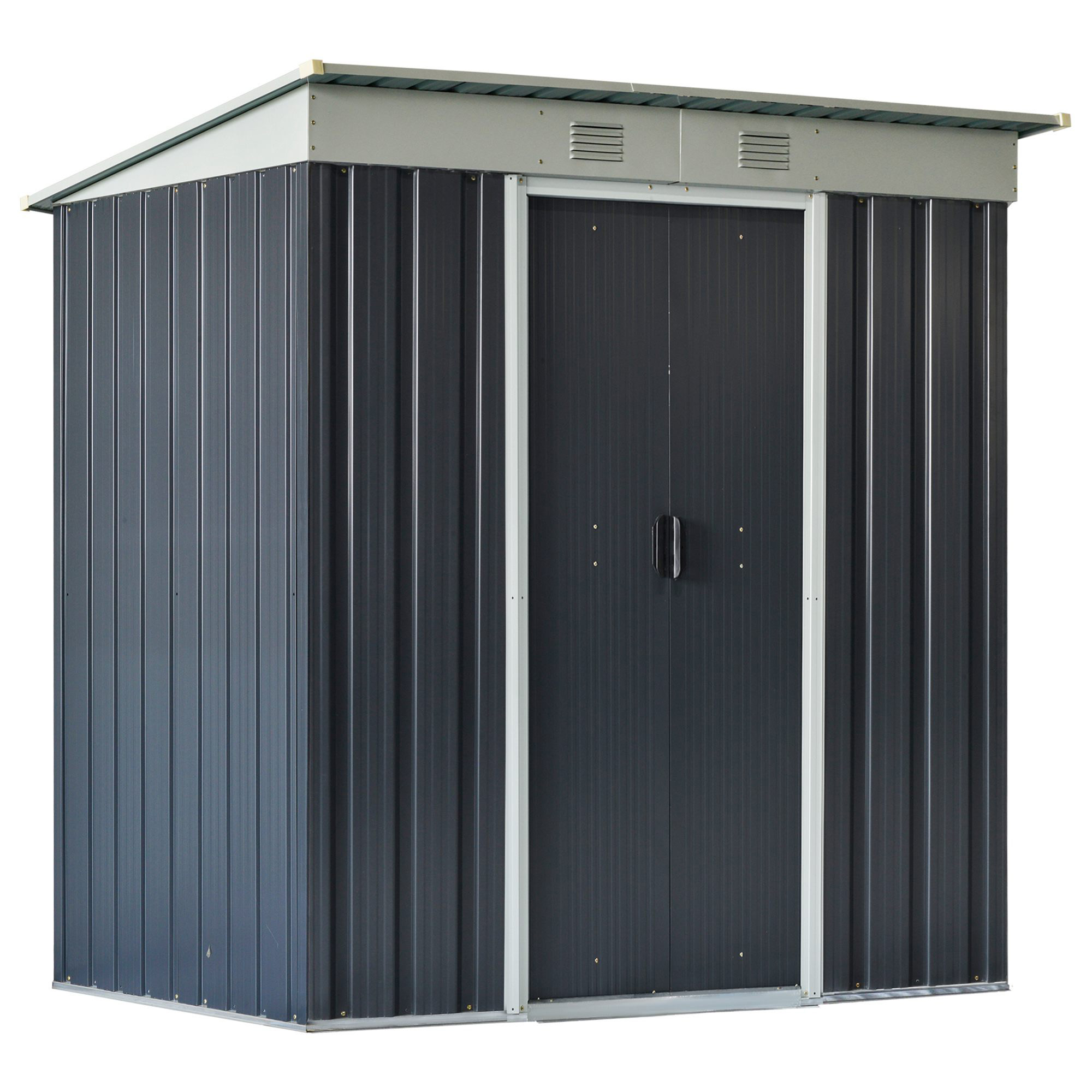 Outsunny 6' x 4' Backyard Garden Tool Storage Shed with Dual Locking Doors, 2 Air Vents & Steel Frame for Garden Lawn Backyard, Black