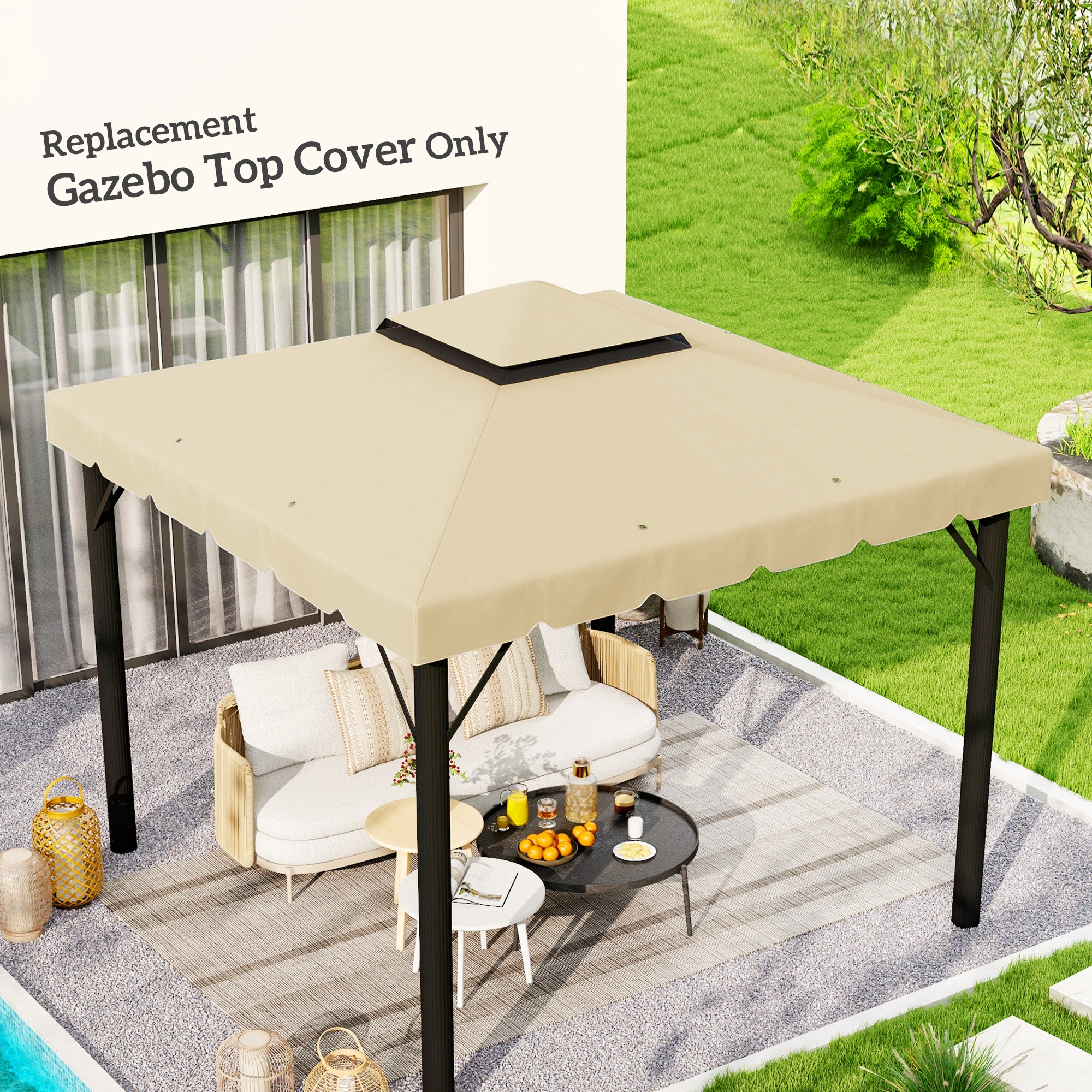 Outsunny 9.8' x 9.8' Gazebo Replacement Canopy, Gazebo Top