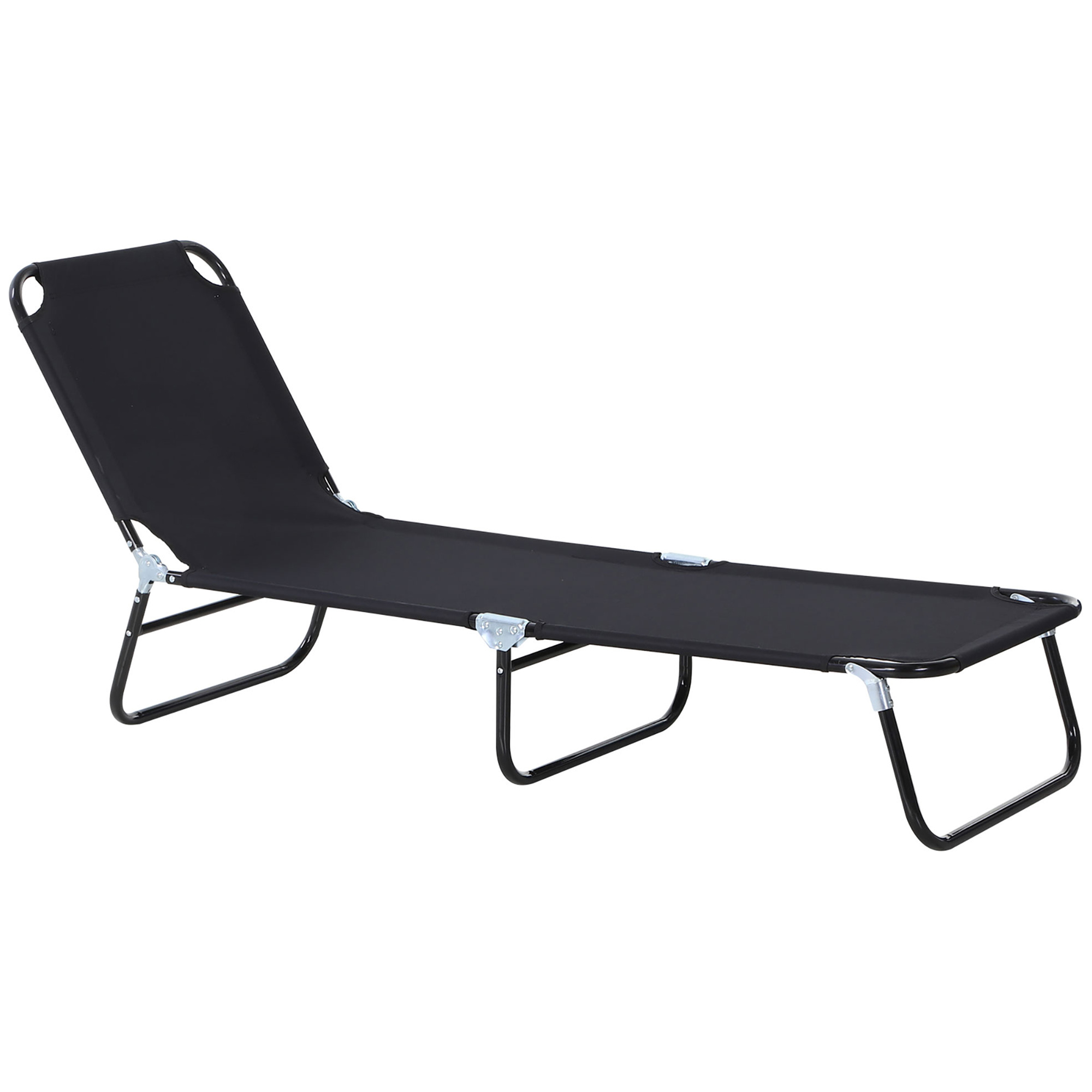 Outsunny Foldable Chaise Lounge, 5-Level Backrest, Adjustable footrest, Pillow, Lightweight Frame, for Pool, Patio, Sun Bathing, Black | Aosom.com