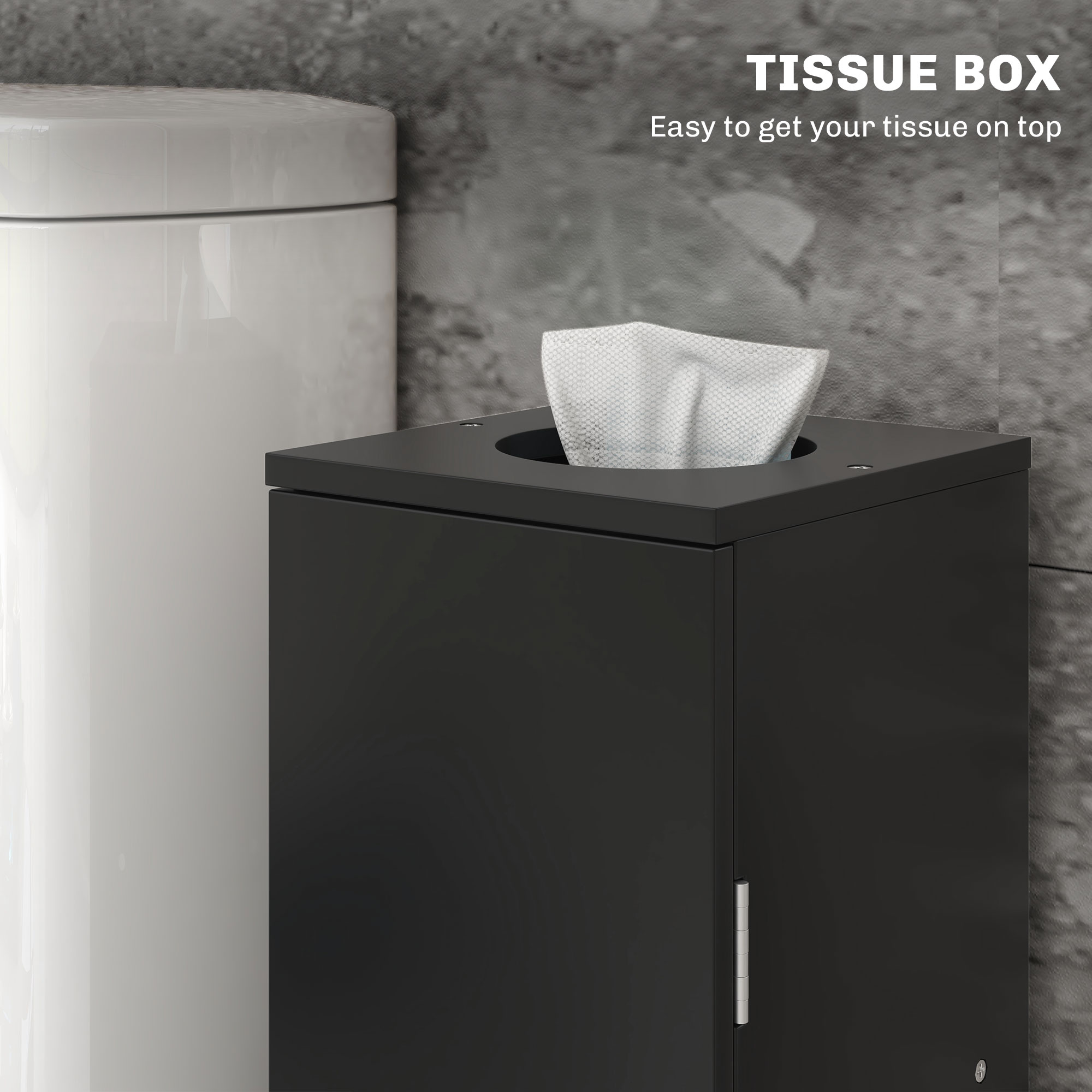 HOMCOM Small Toilet Paper Cabinet, Bathroom Corner Cabinet with Doors and Shelves for Paper Shampoo, Black 4