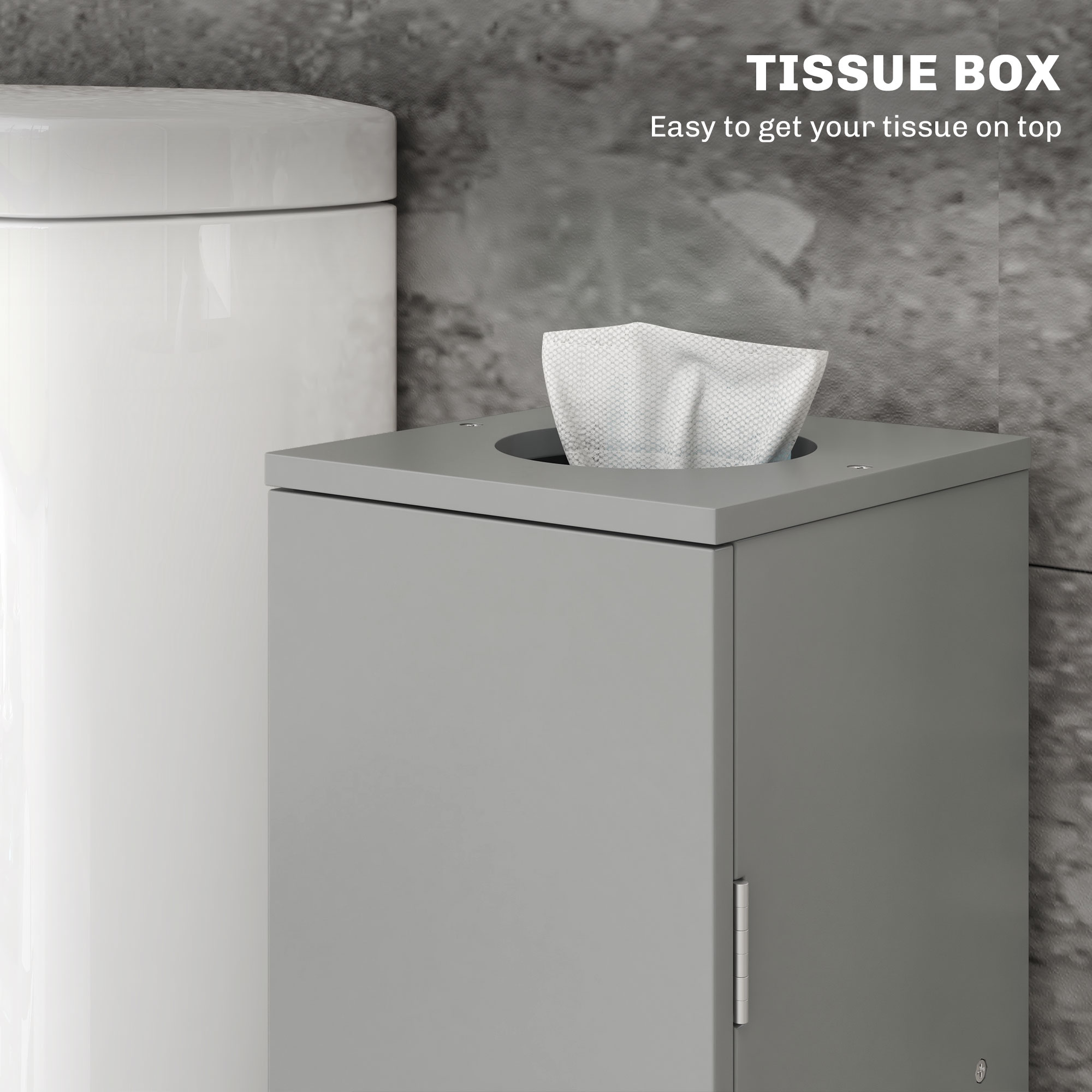 HOMCOM Small Toilet Paper Cabinet, Bathroom Corner Cabinet with Doors and Shelves for Paper Shampoo, Gray 4