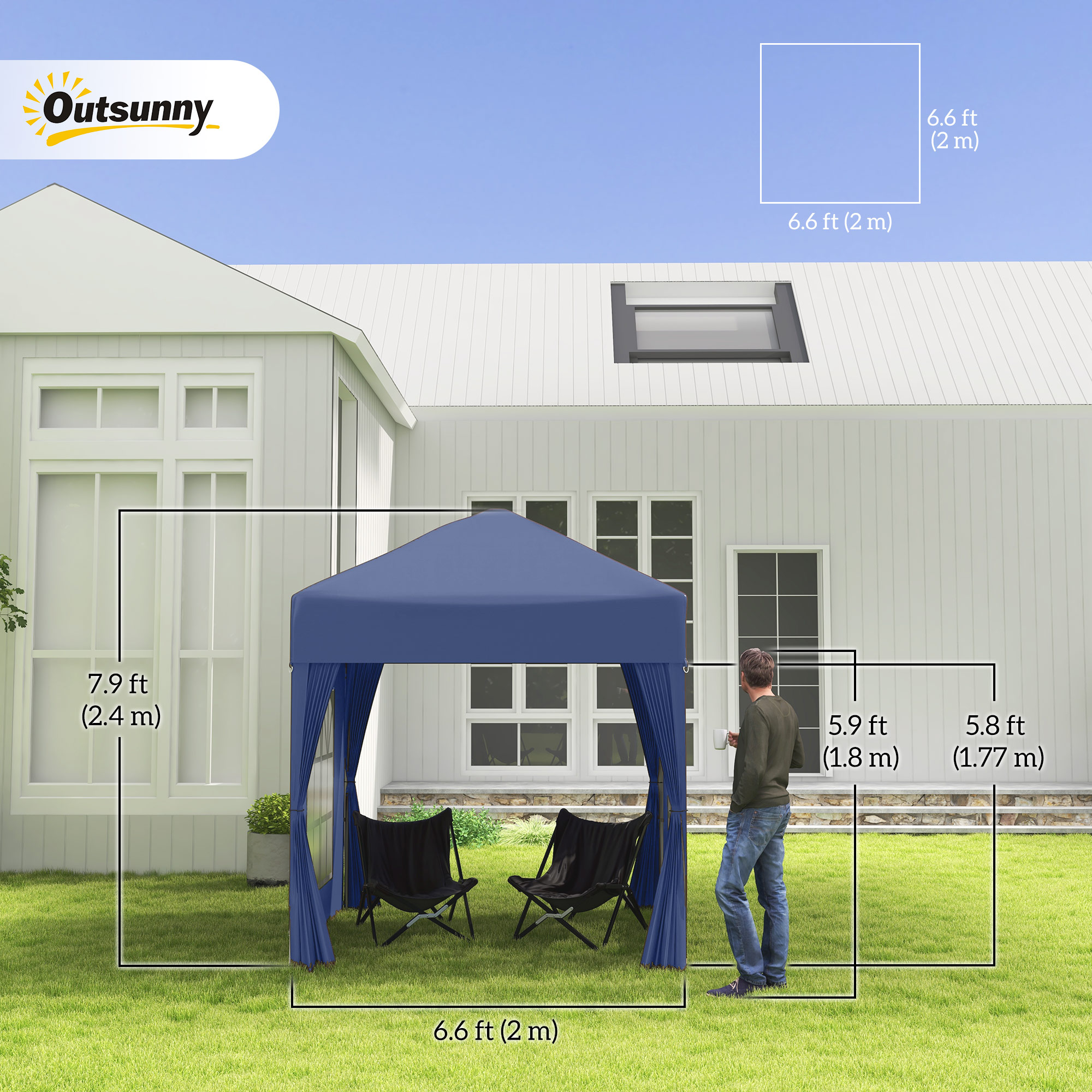 Outsunny Pop Up Gazebo Party Wedding Tent Folding Canopy