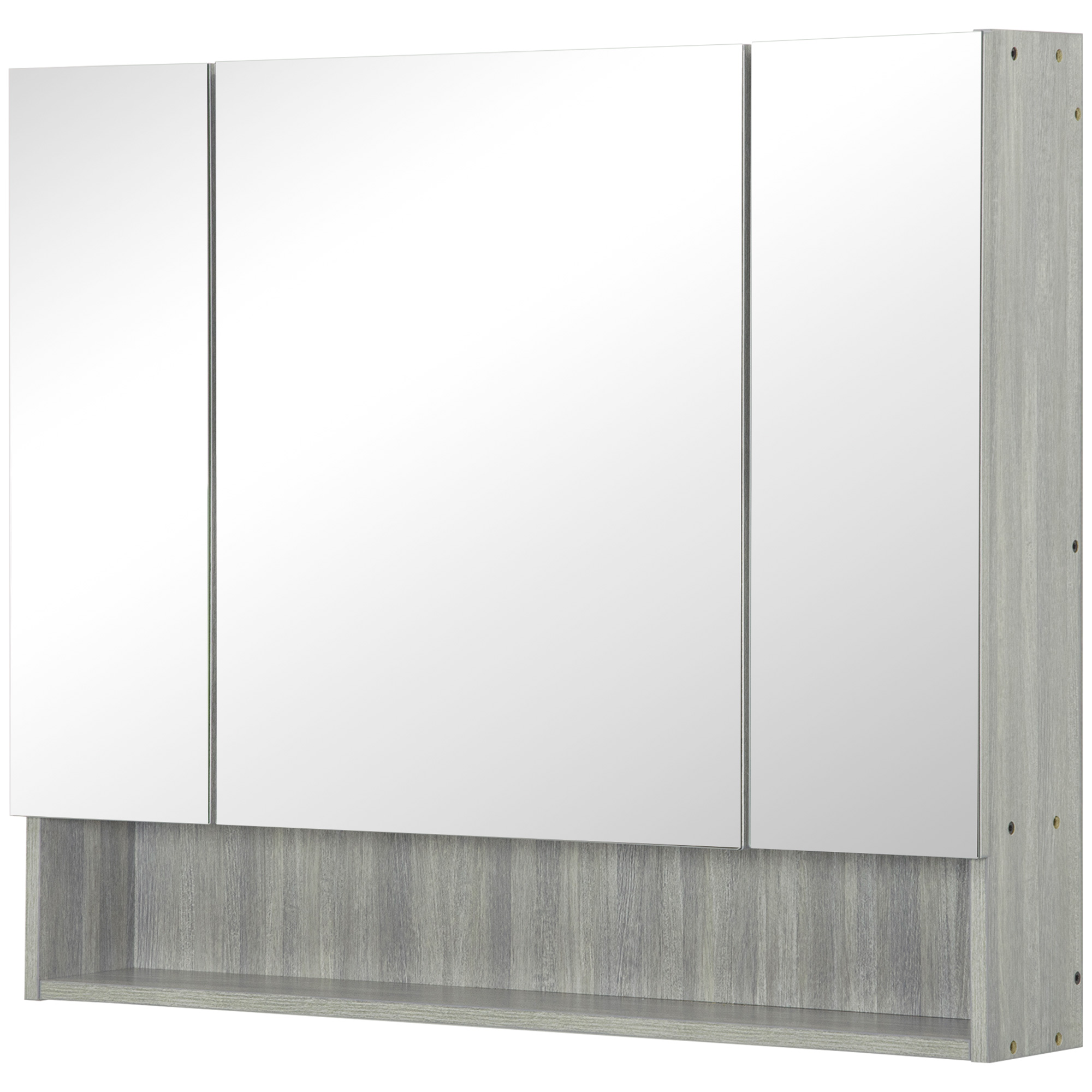 Wall Mount Mounted Bath Medicine Organizer Unit with Reflective Glass and Adjustable-Height Shelves, Grey 1