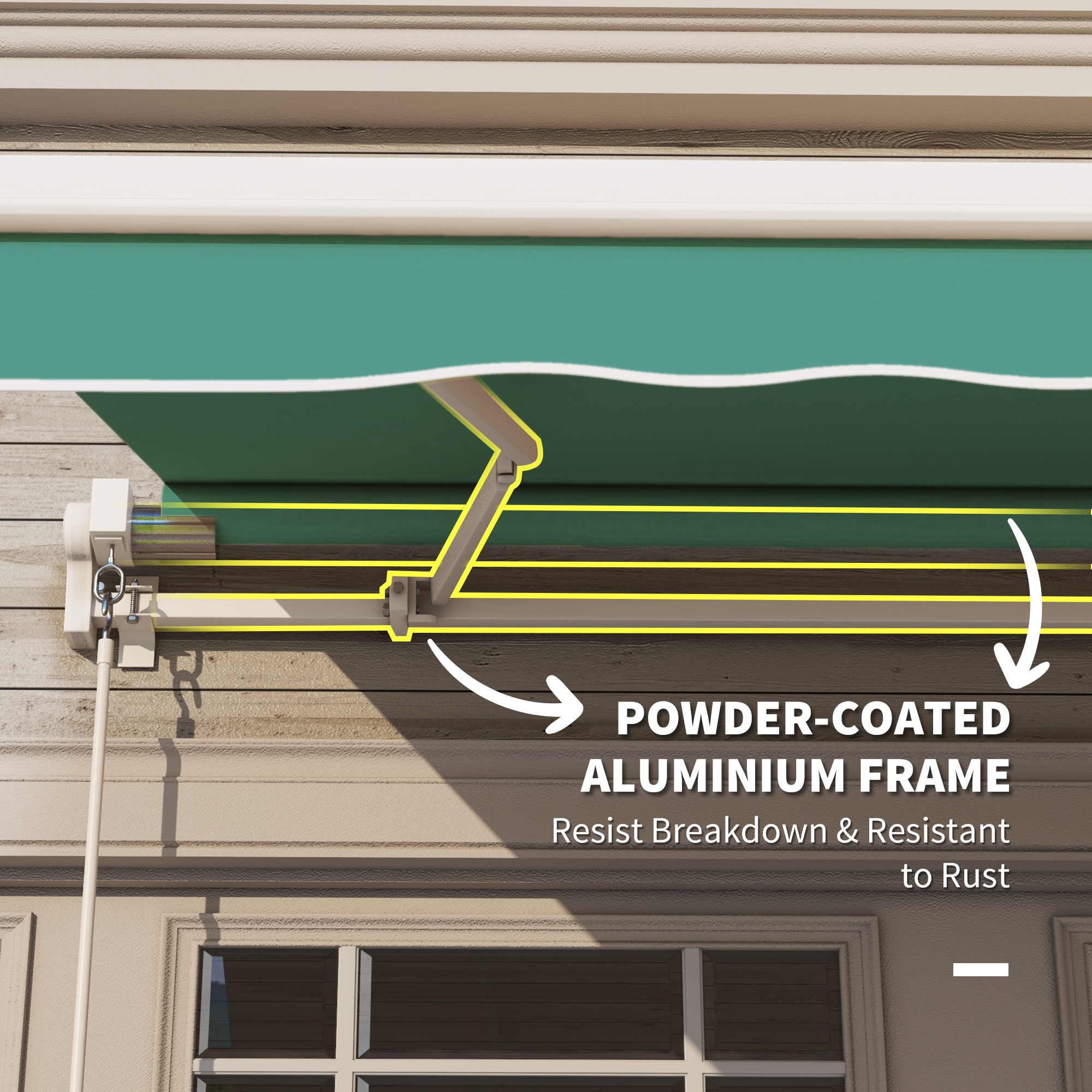 Outsunny 10' x 8' Manual Retractable Awning Sun Shade Shelter for Patio Deck Yard with UV Protection and Easy Crank Opening, Green 4