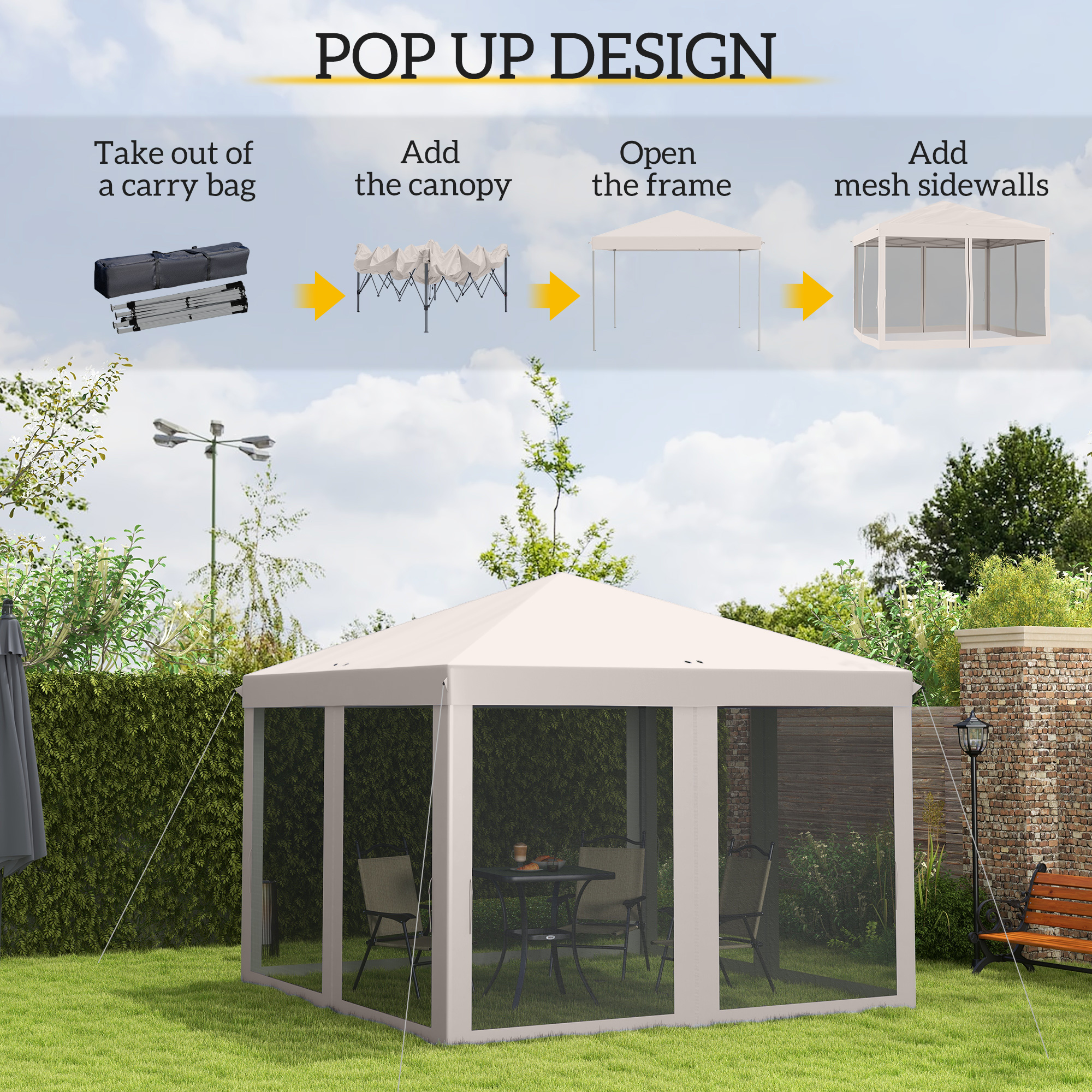 Outsunny 10x10 Pop Up Canopy with Sidewalls Beige | Aosom Canada