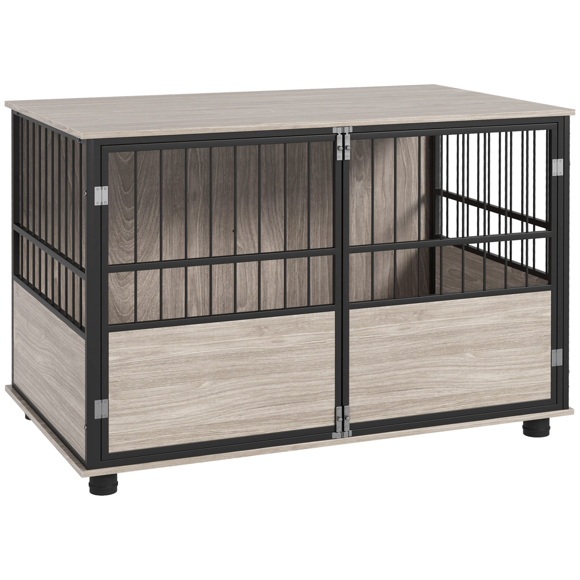 PawHut 39.5 Furniture Style Dog Crate End Table w/ 3 Doors, for Small to Large Dogs, Walnut Wood Finish