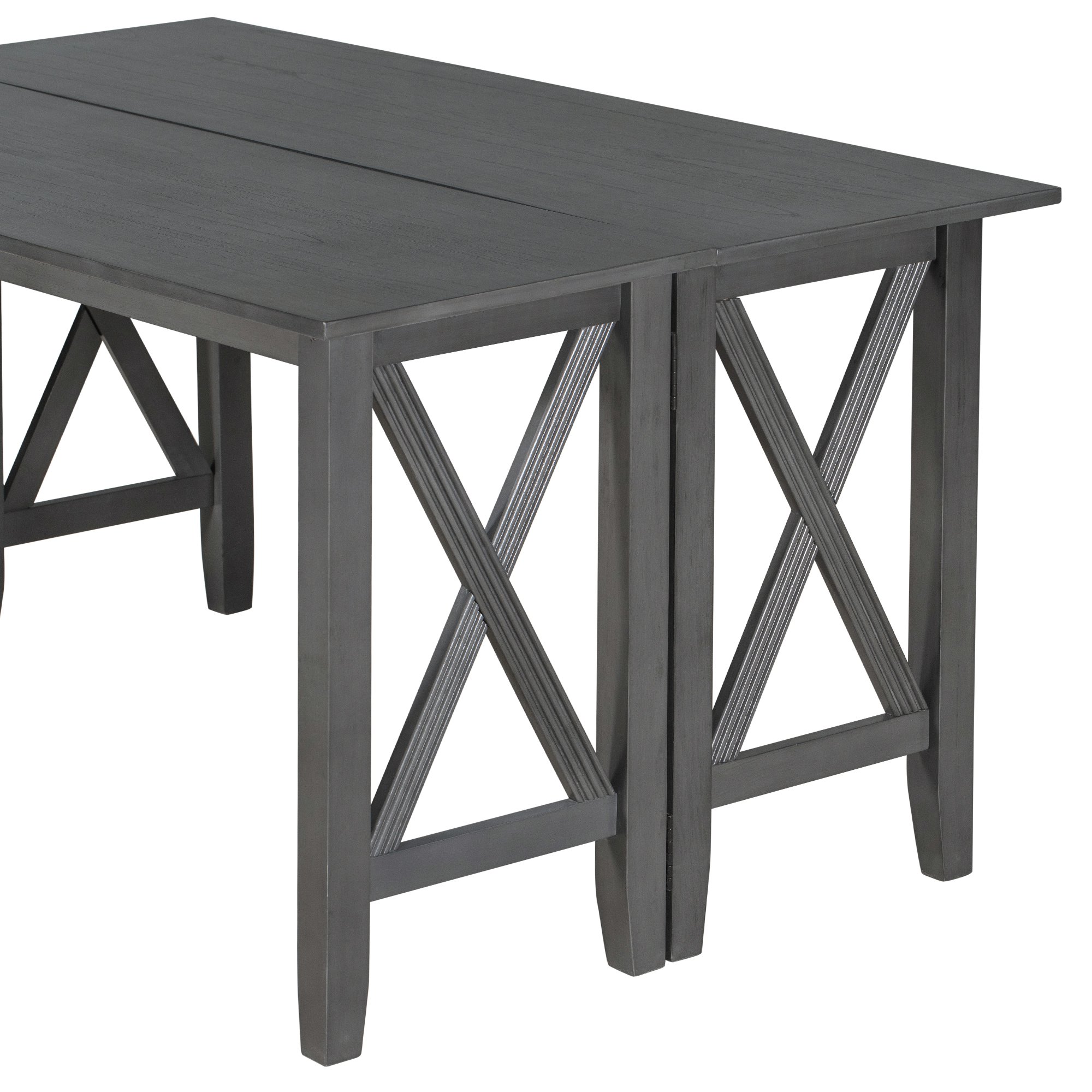 Vinsetto Retro 6-Piece Family Dining Room Set, Solid Wood Foldable