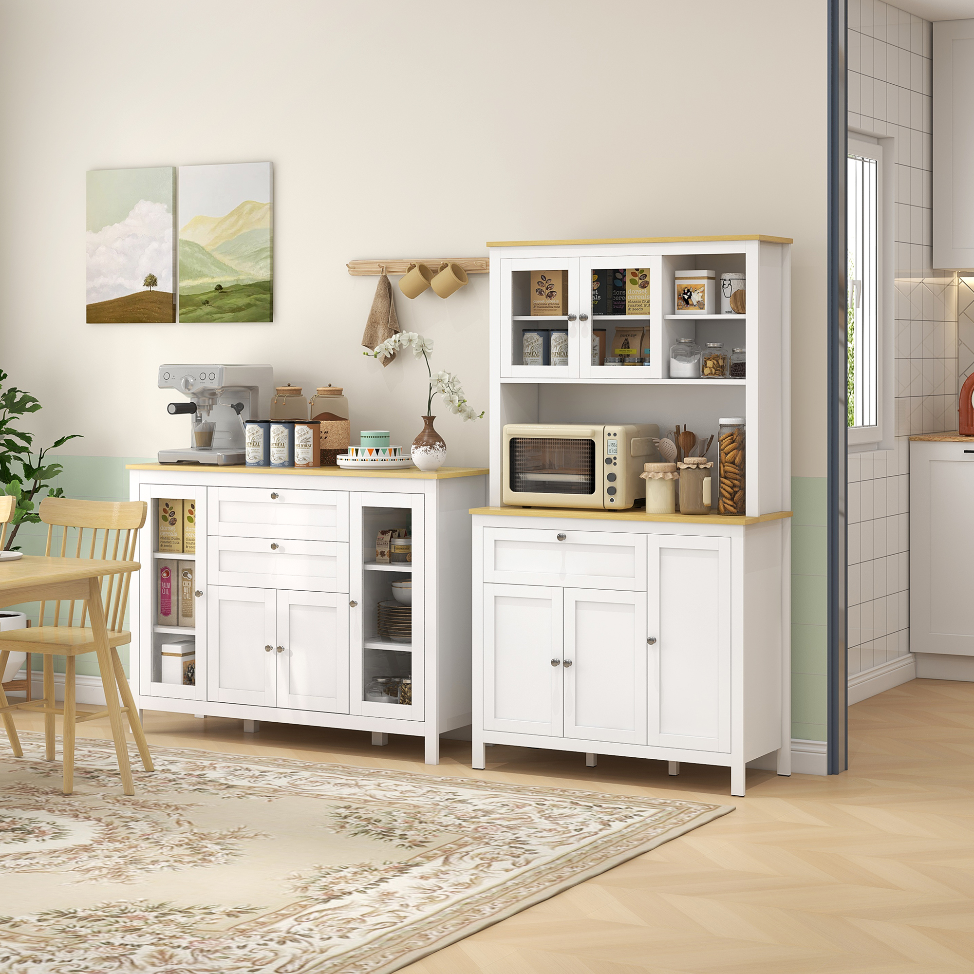 HOMCOM 5-Door Kitchen Pantry Cabinet, Freestanding Storage Cabinet Cupboard with Adjustable Shelves, 71" Aosom Canada