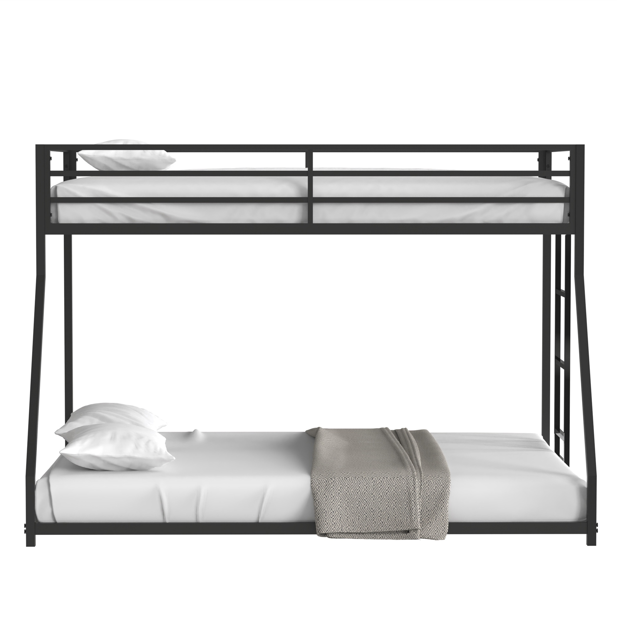 Adam Twin Over Full Metal Bunk Bed Frame, Sturdy Frame with Guardrails, Removable Ladder, No Box Spring Needed, Easy Assembly, Black | Aosom.com 5