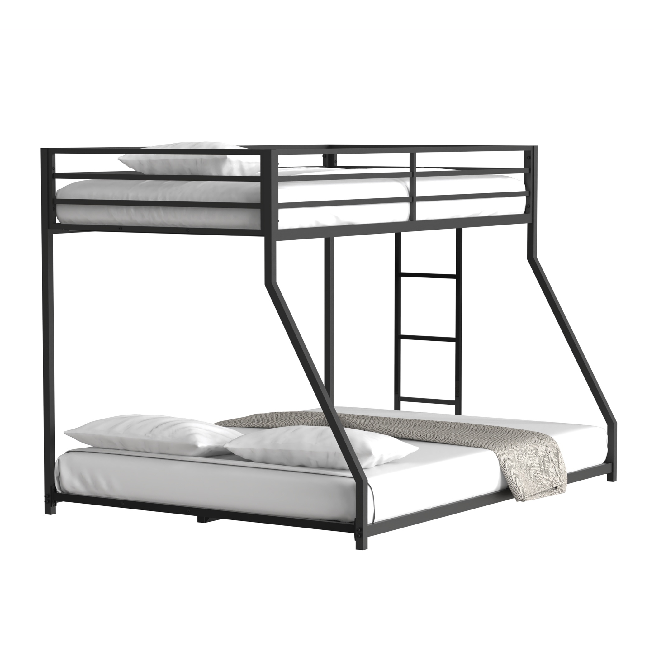 Adam Twin Over Full Metal Bunk Bed Frame, Sturdy Frame with Guardrails, Removable Ladder, No Box Spring Needed, Easy Assembly, Black | Aosom.com 0