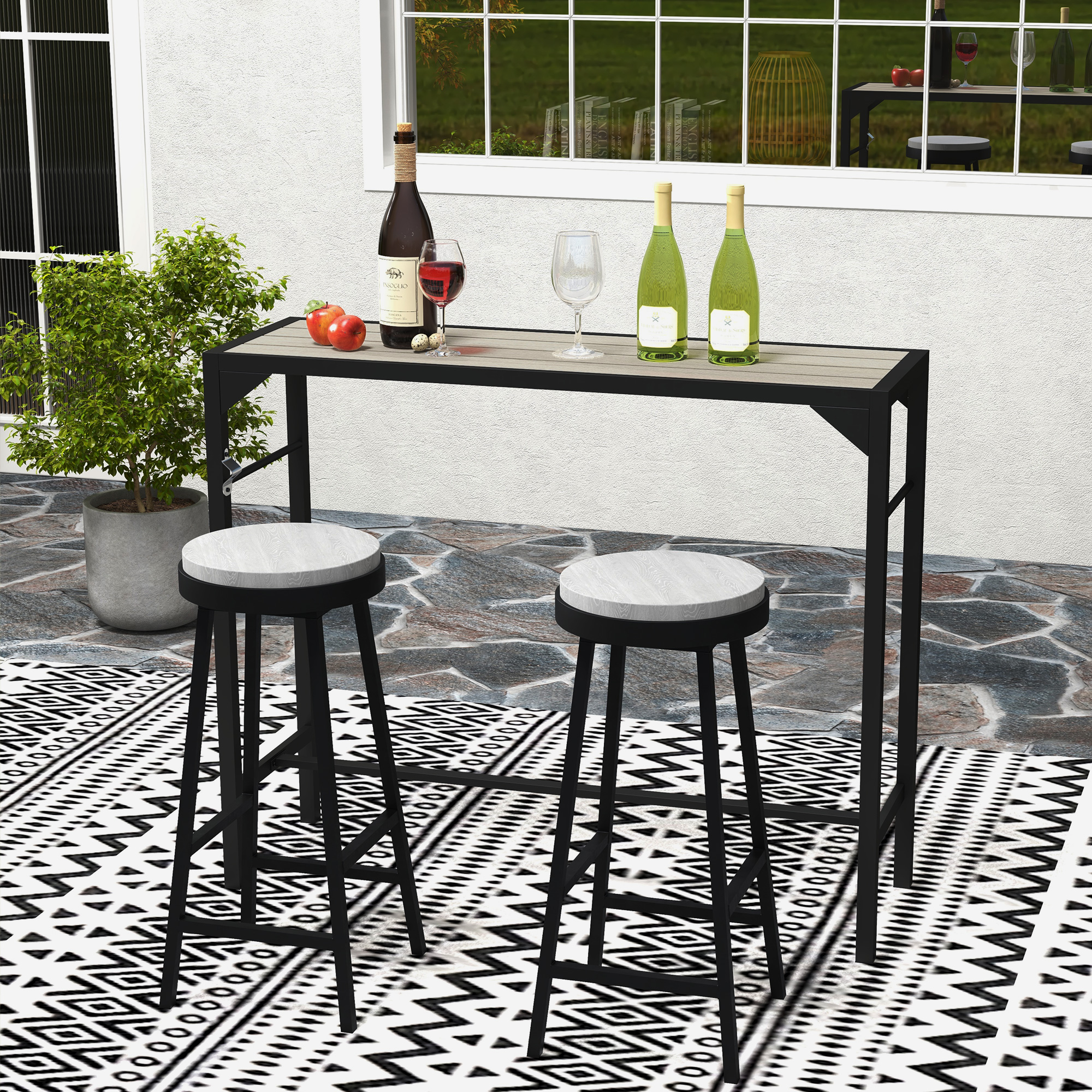 Outsunny Bar Height Outdoor Table with Built-In Bottle Opener, Patio ...