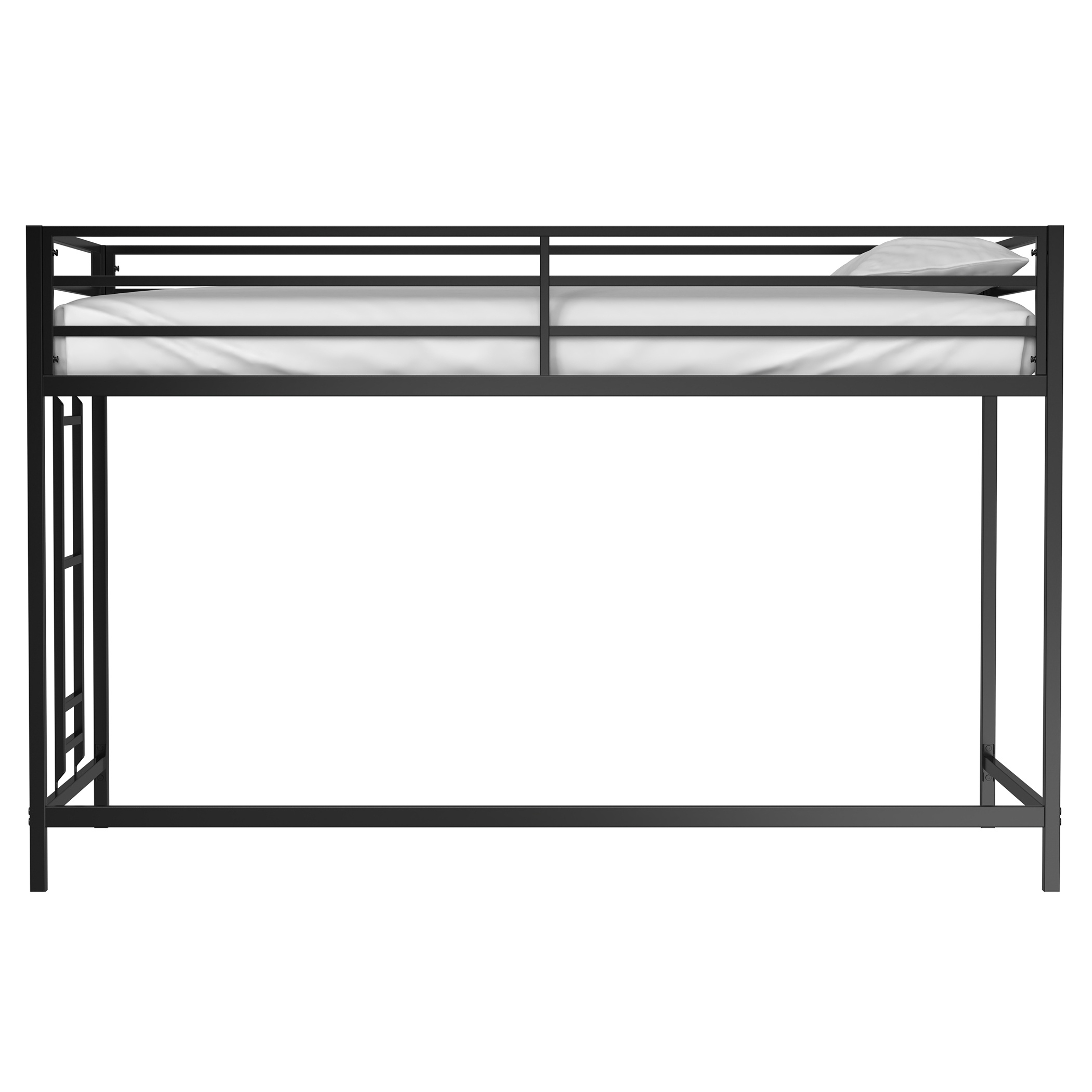 Twin Childrens Loft Bunk Bed with Metal Bed Frame and Safety Guard Rails, Anti-Noise Design, Protective Post Caps, for Kids, Teens, Black | Aosom.com 7