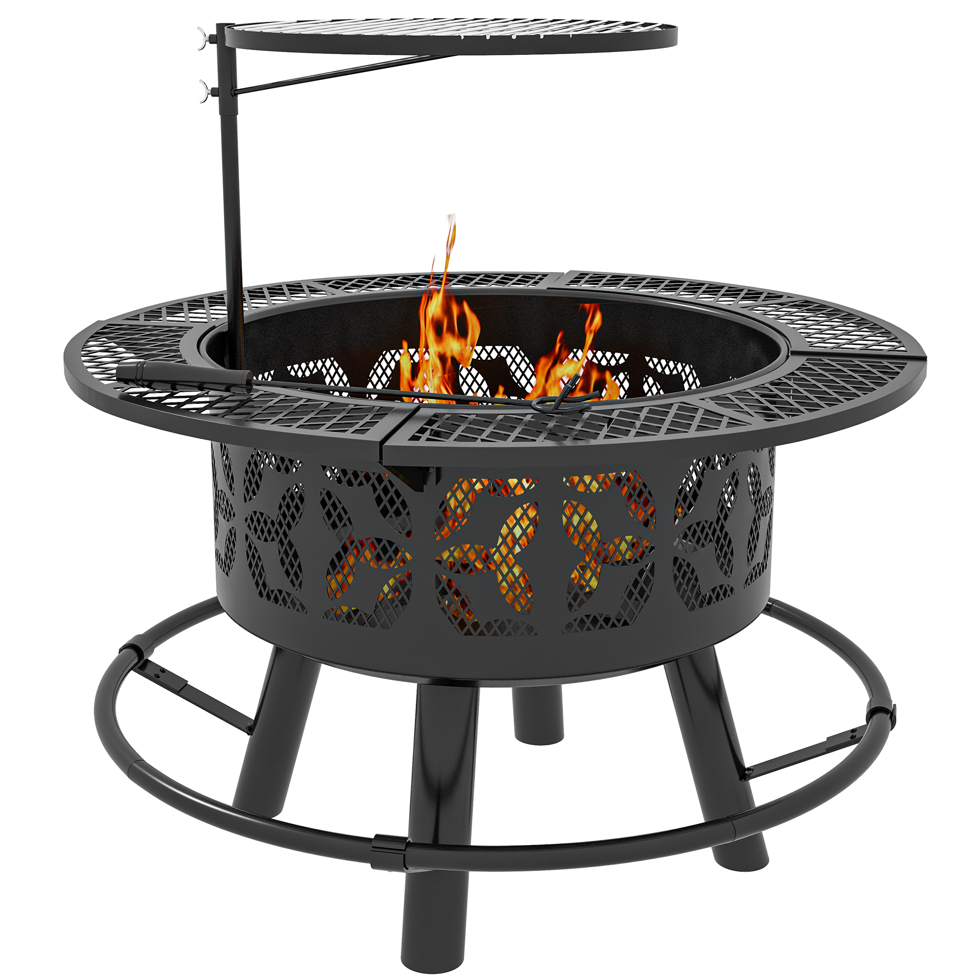 バーベキュー・調理用品 Wood and Burn FirePit NANO asimocrafs Nuu Garden 30 in. x 25 in. Square Rattan Propane Gas Brown