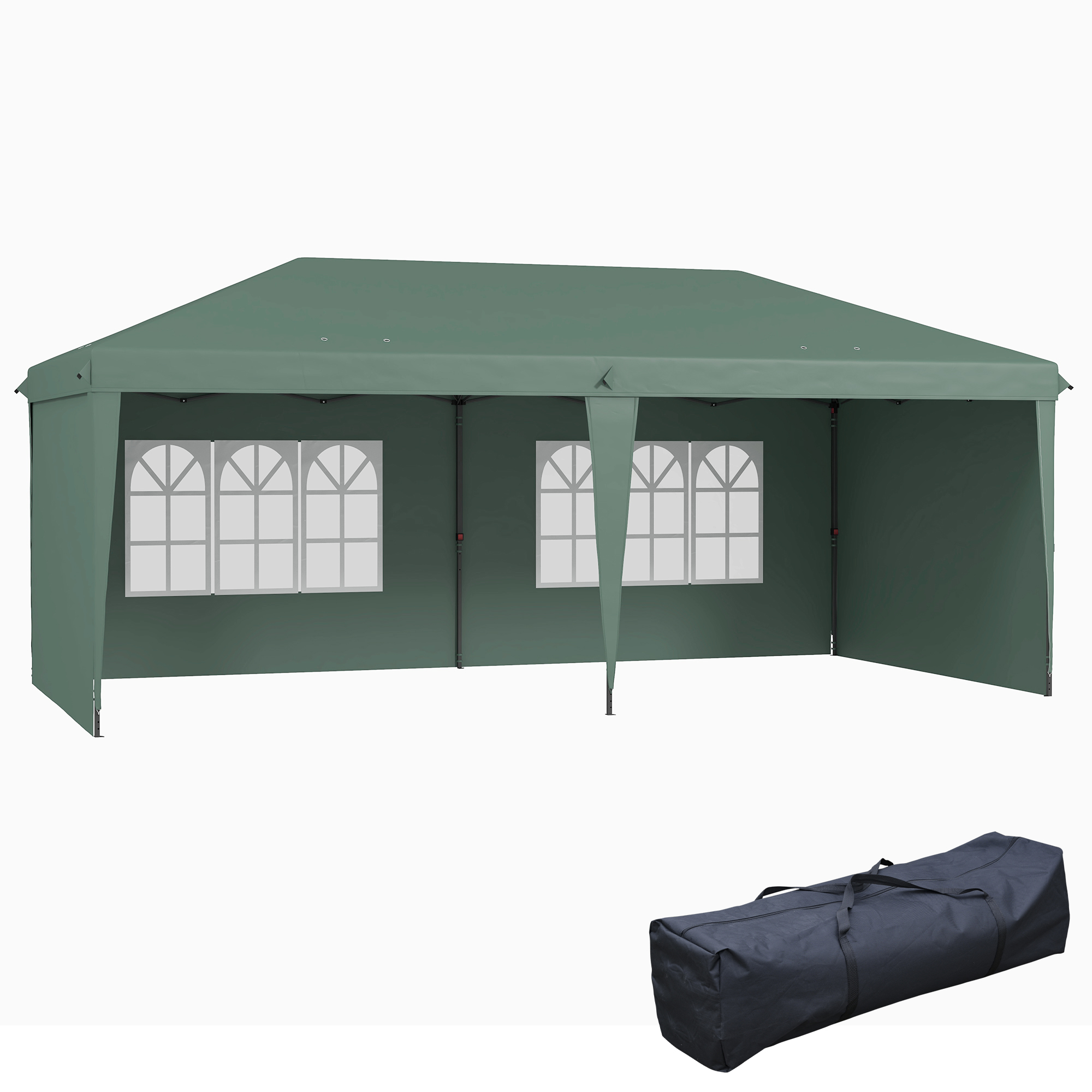 Outsunny 10&#039;x20&#039; Pop Up Gazebo with 4 Removable Sidewalls, Wedding &amp; Event Canopy with Carry Bag, Green | Aosom.com