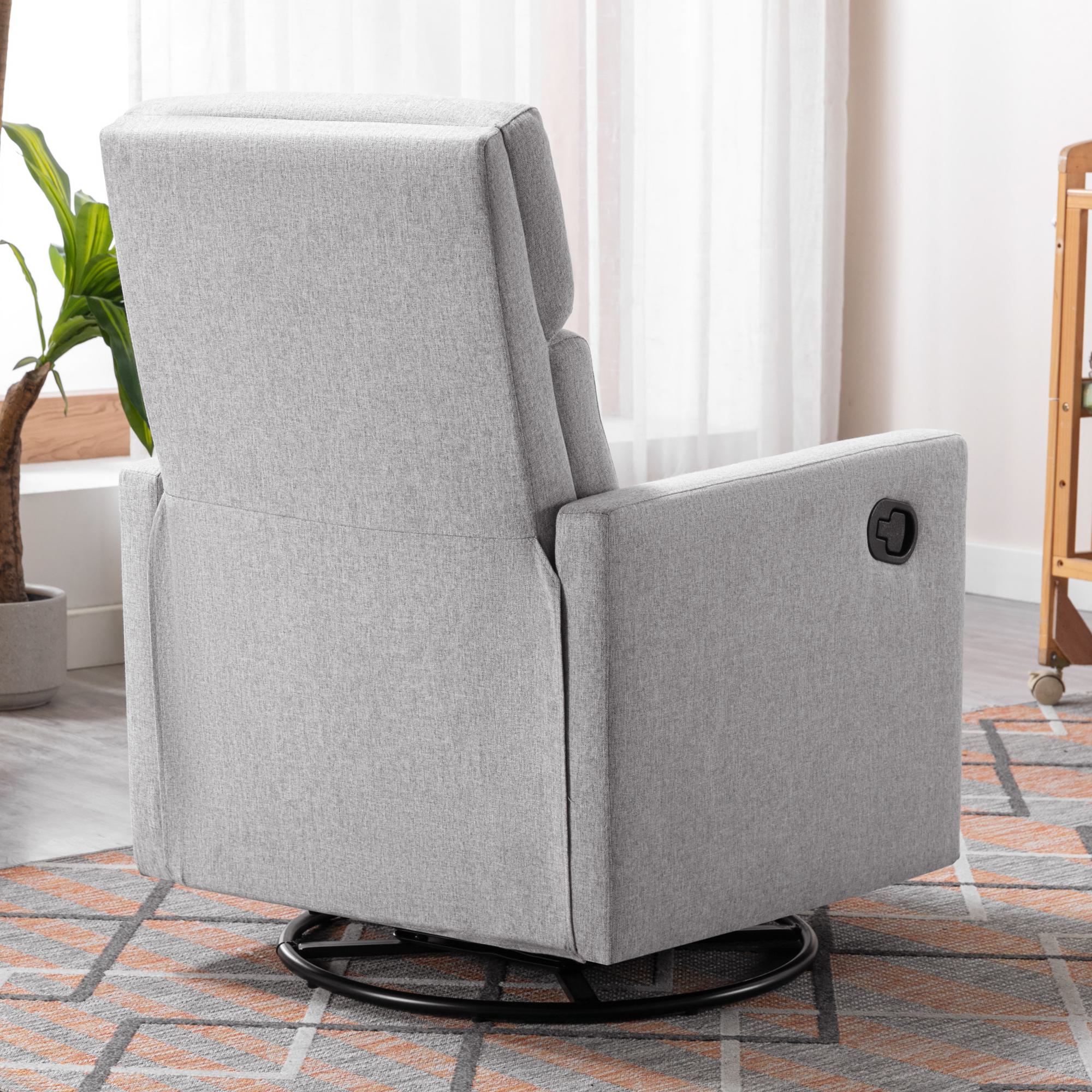 Modern Upholstered Nursing Reclining Chair with 360° Swivel Base and Adjustable Recline, Sleeping Recliner Chair for Living Room, Gray | Aosom.com 7