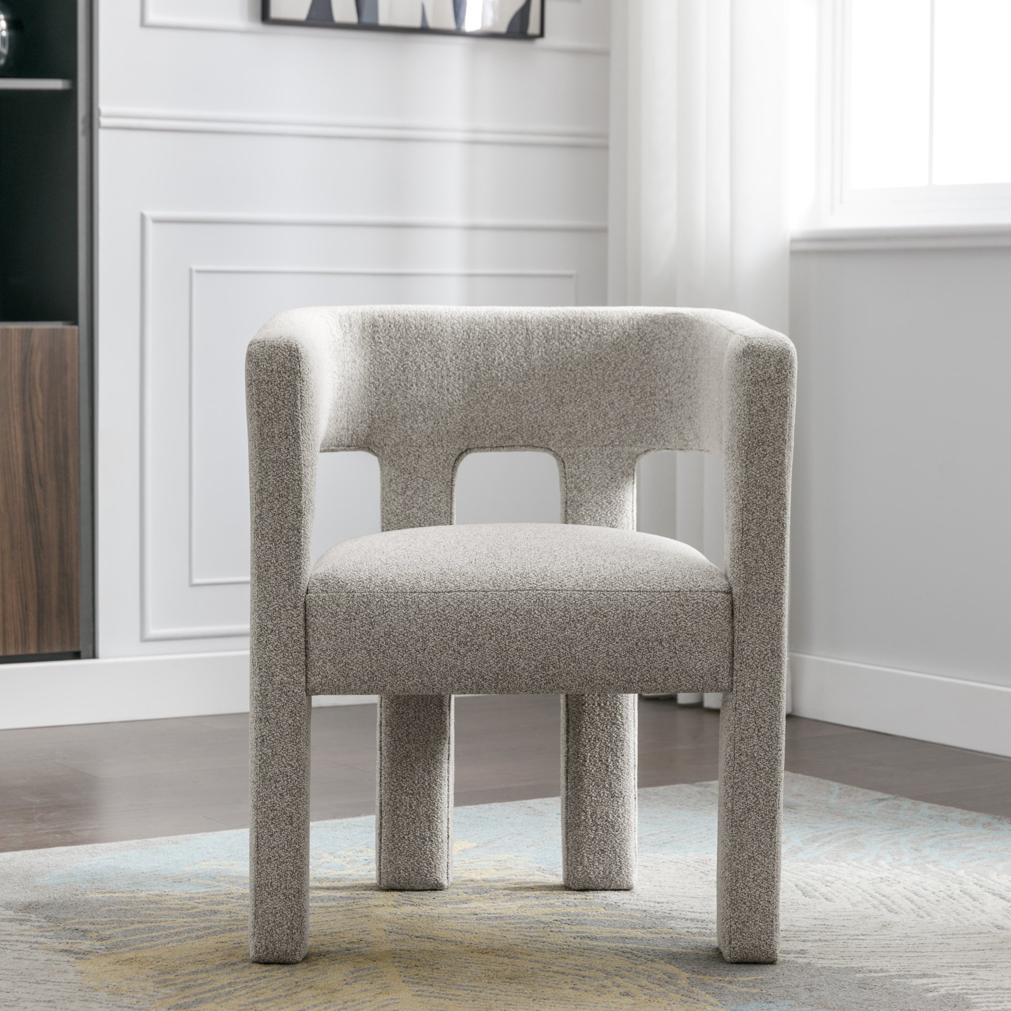 Contemporary Fabric Upholstered Accent Chair with Solid Wood Frame ...