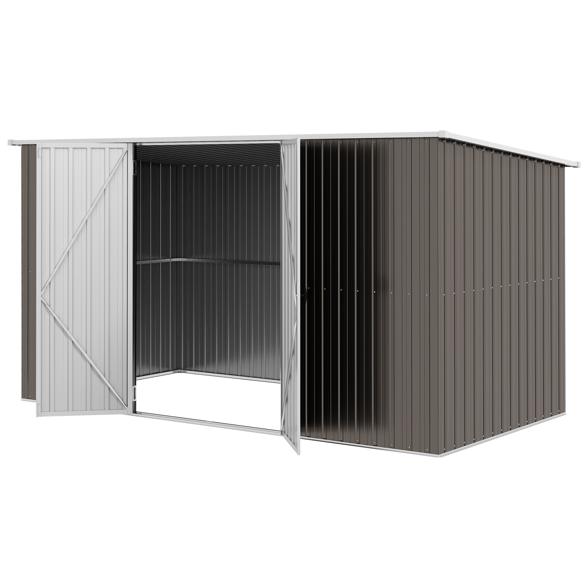 Outsunny 11&#039; x 6&#039; Storage Shed w/ Lockable Door, Galvanized Metal Utility Outdoor Shed for Backyard, Bike, Patio, Light Gray