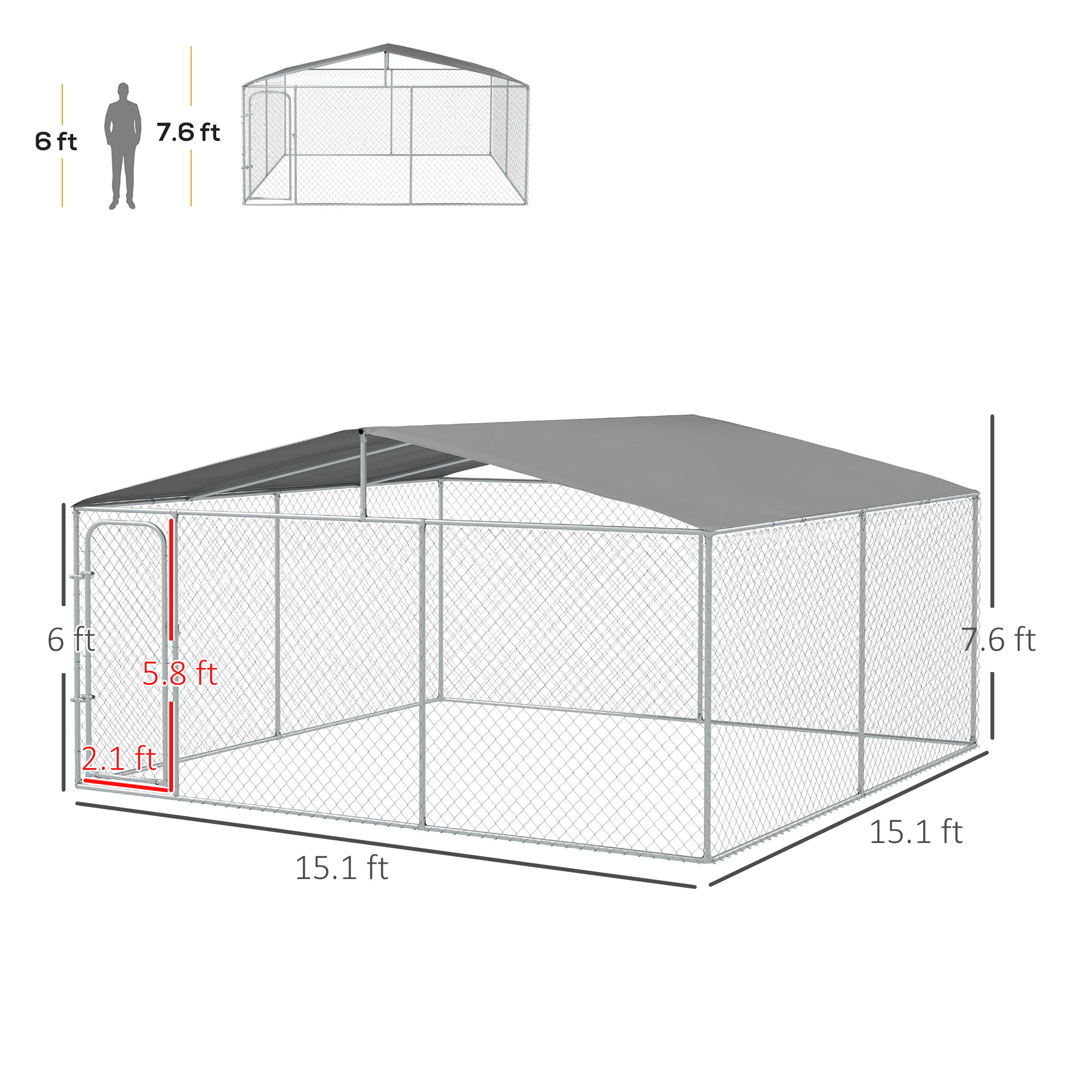PawHut 15x15 Steel Dog Kennel with Cover, Black | Aosom.com
